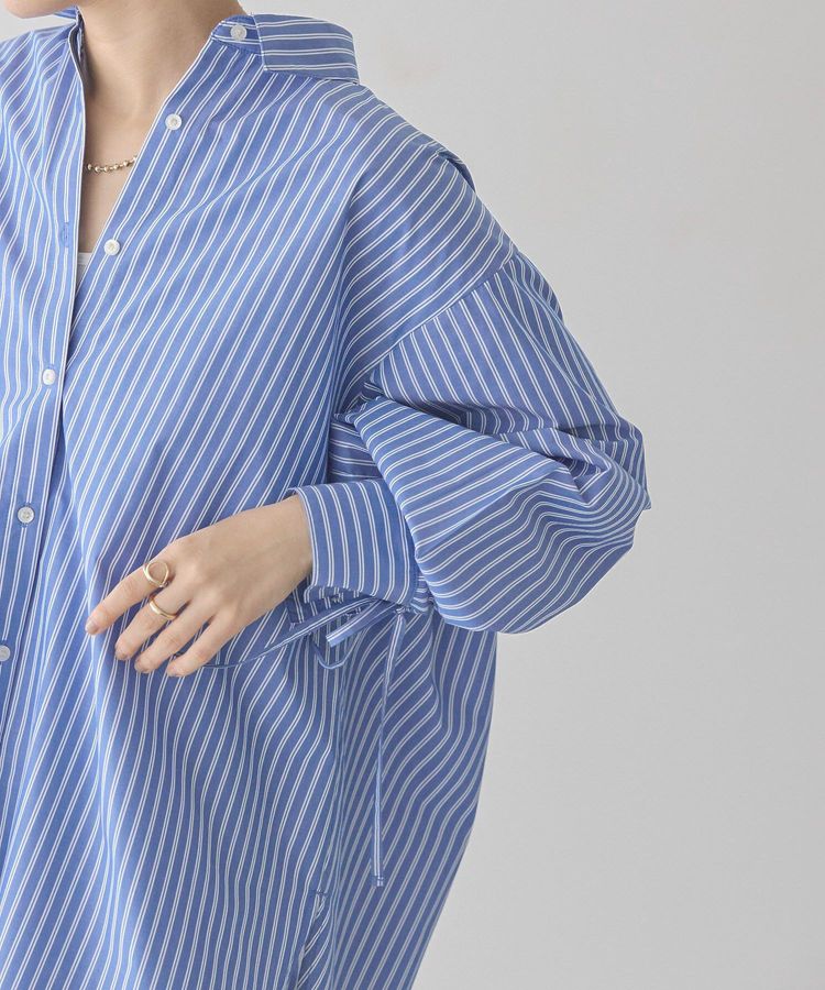 日本春裝預購 緞帶條紋襯衫