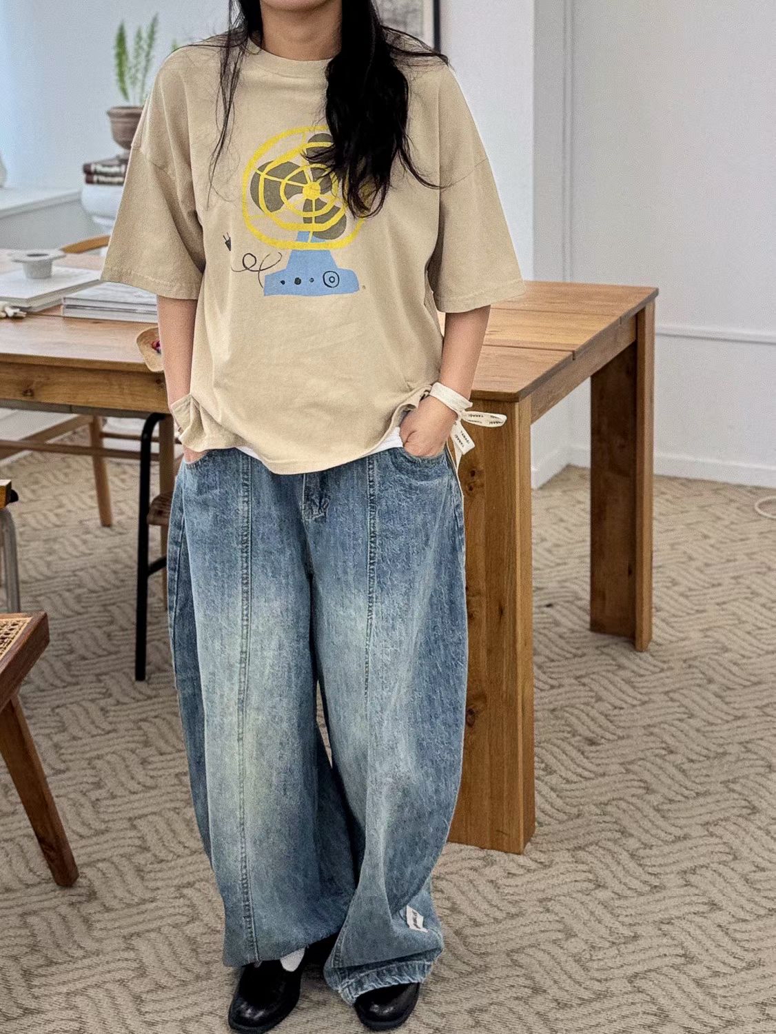 YA OS 復古風扇tee