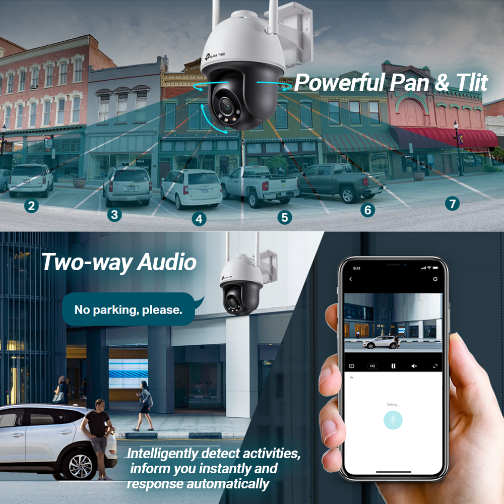 TP-Link VIGI C540 C540-W 4MP Pan Tilt Wifi CCTV 4mm Full Color PoE Wireless Network Security Outdoor Camera CCTV