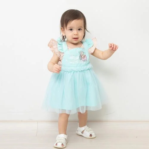 🇯🇵預訂 日本直送🇯🇵Disney系列生蠔bb刺繡貼花荷葉邊吊帶薄紗連身裙