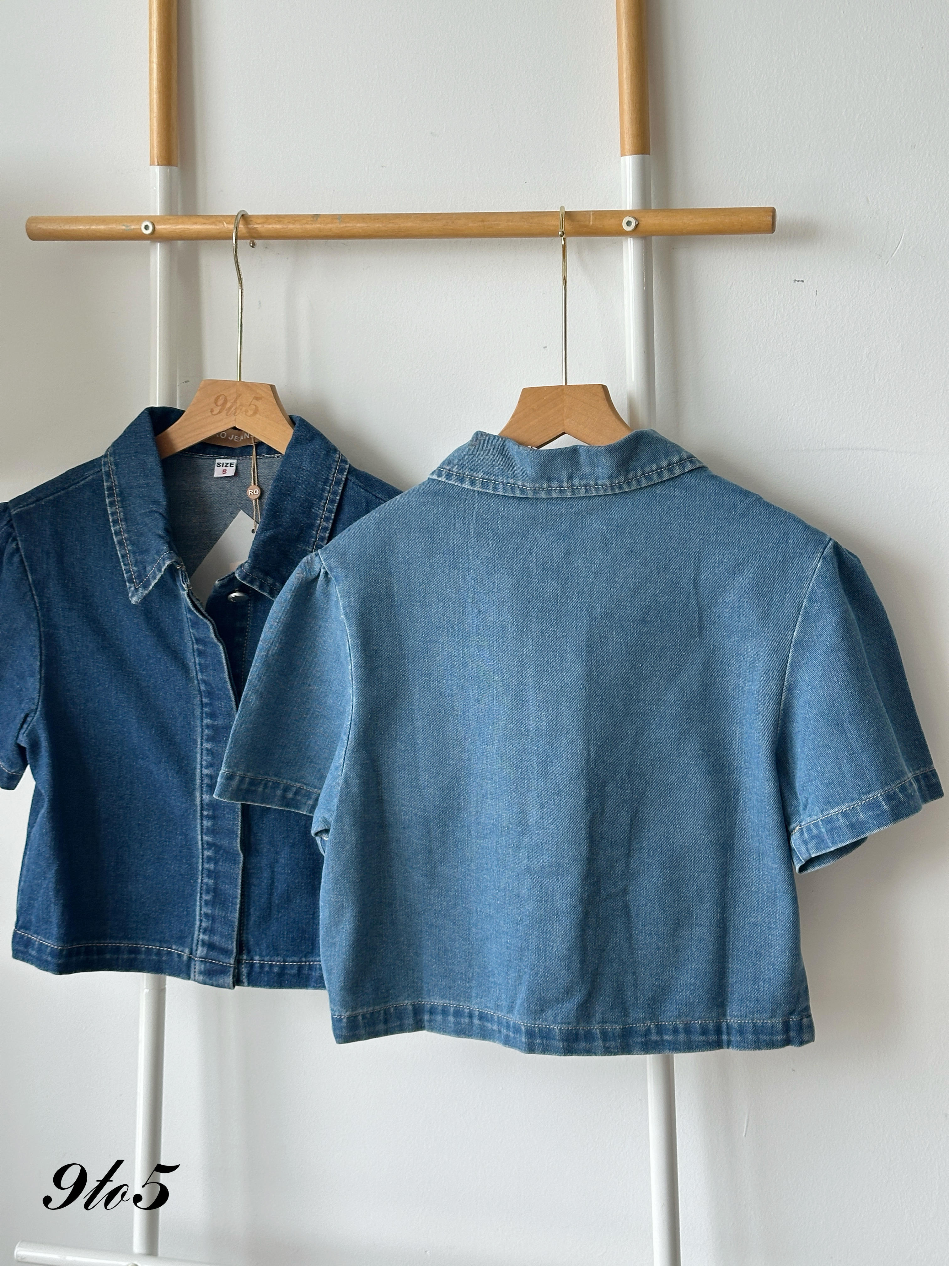 T4177 Puff Sleeve Denim Top - 3 Colors 