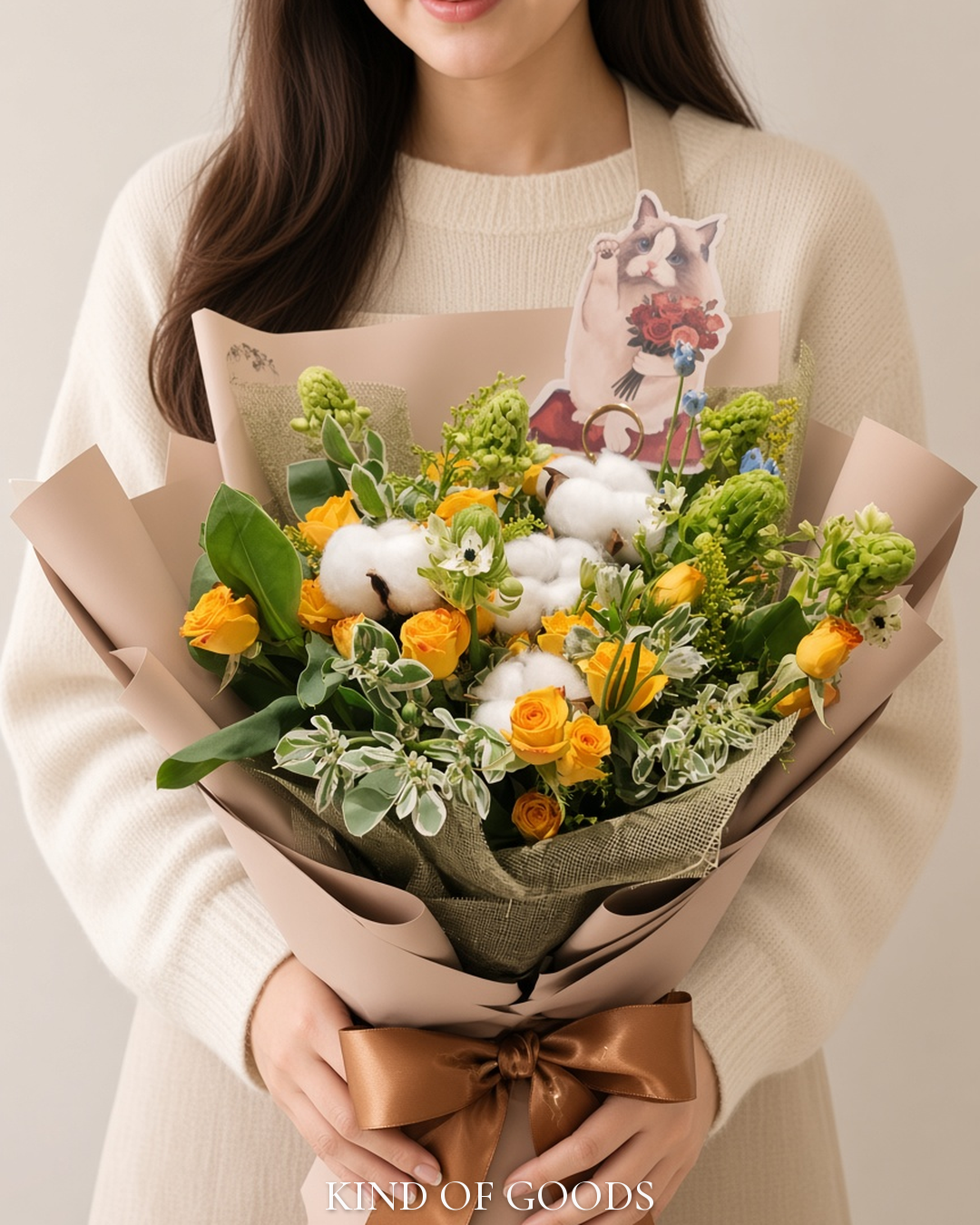 暖陽棉花花束