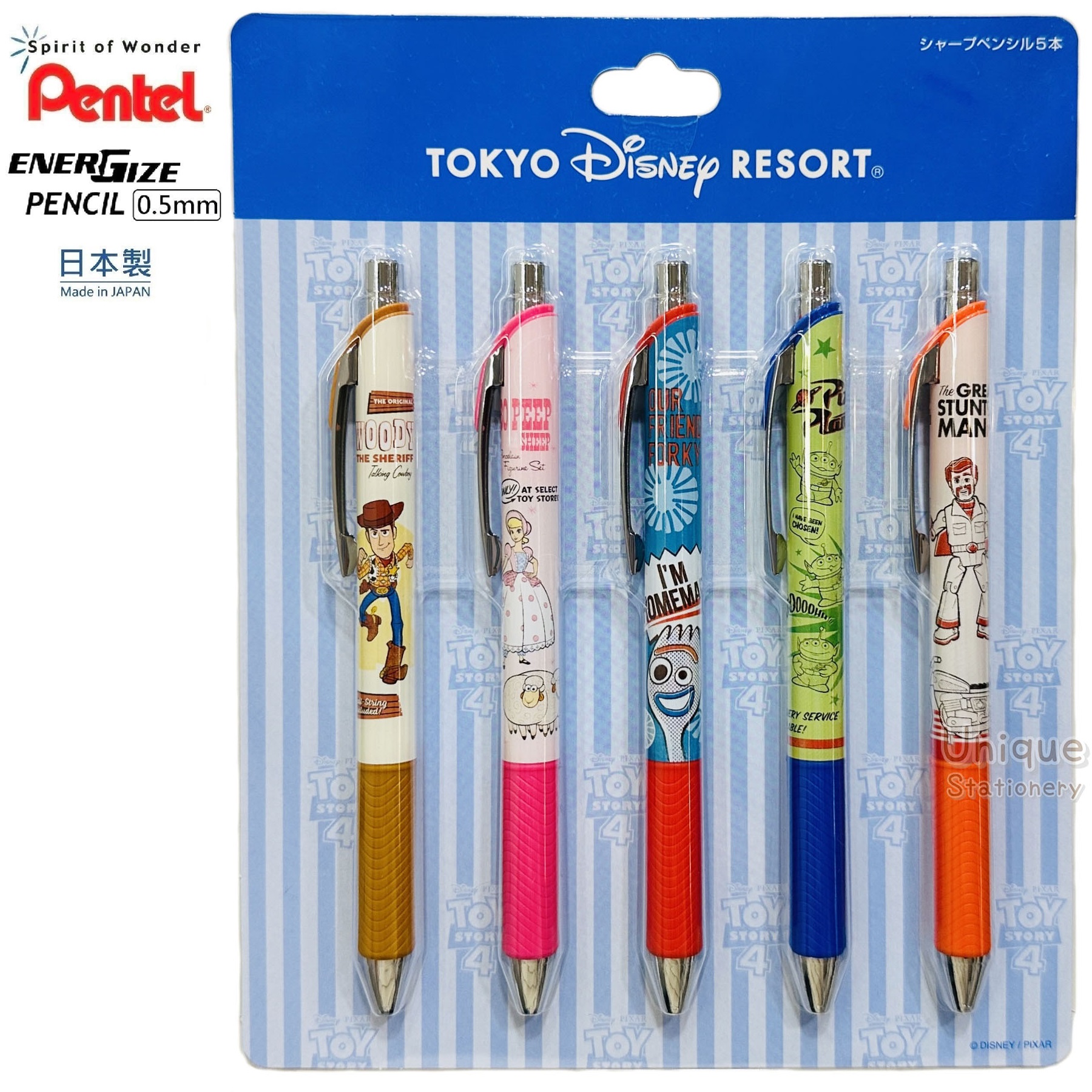 現貨｜【日本 Disney Store 限定】一套5枝 Toy Story 反斗奇兵 日本製 Pentel EnerGize 0.5mm 鉛芯筆 065277