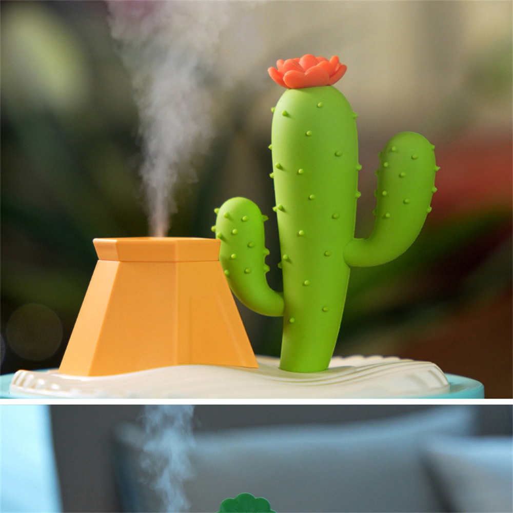 檯面擺件加濕器 氛圍燈 加濕噴霧 七彩小夜燈 補水儀 加濕器 仙人掌 [平行進口] HK2678