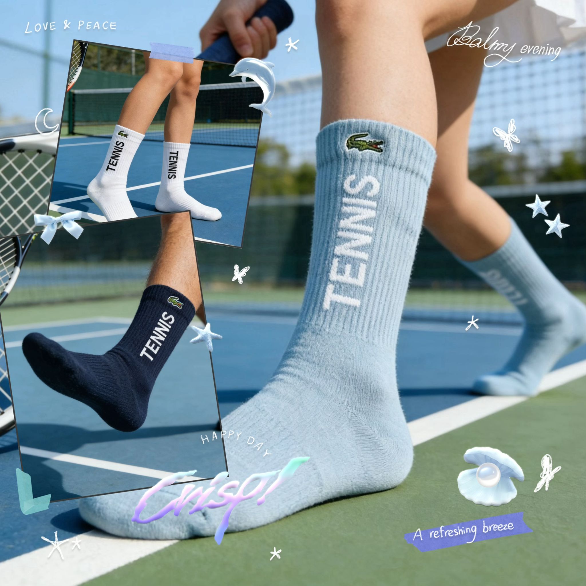 LACOSTE運動中筒襪 $128/套