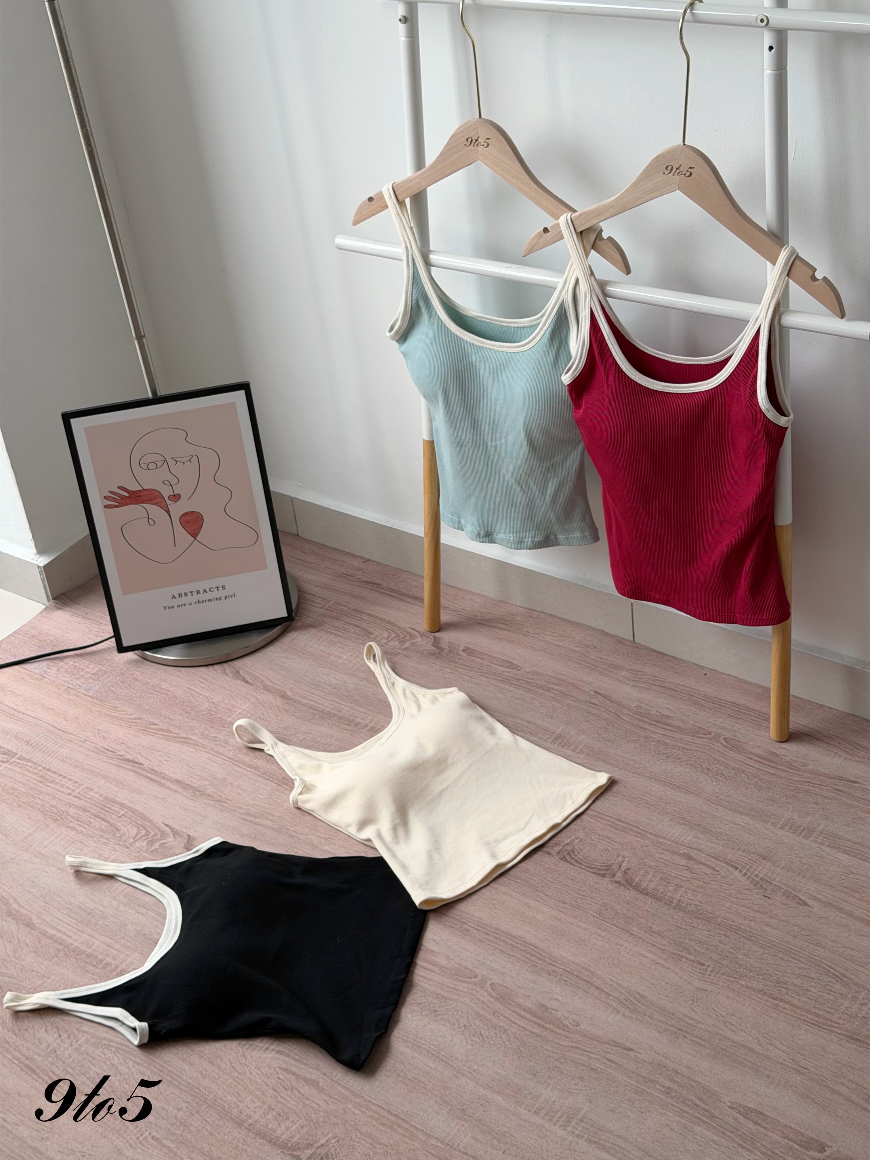 T4484 Ribbed Camisole with Bra Pad - 4 Colors