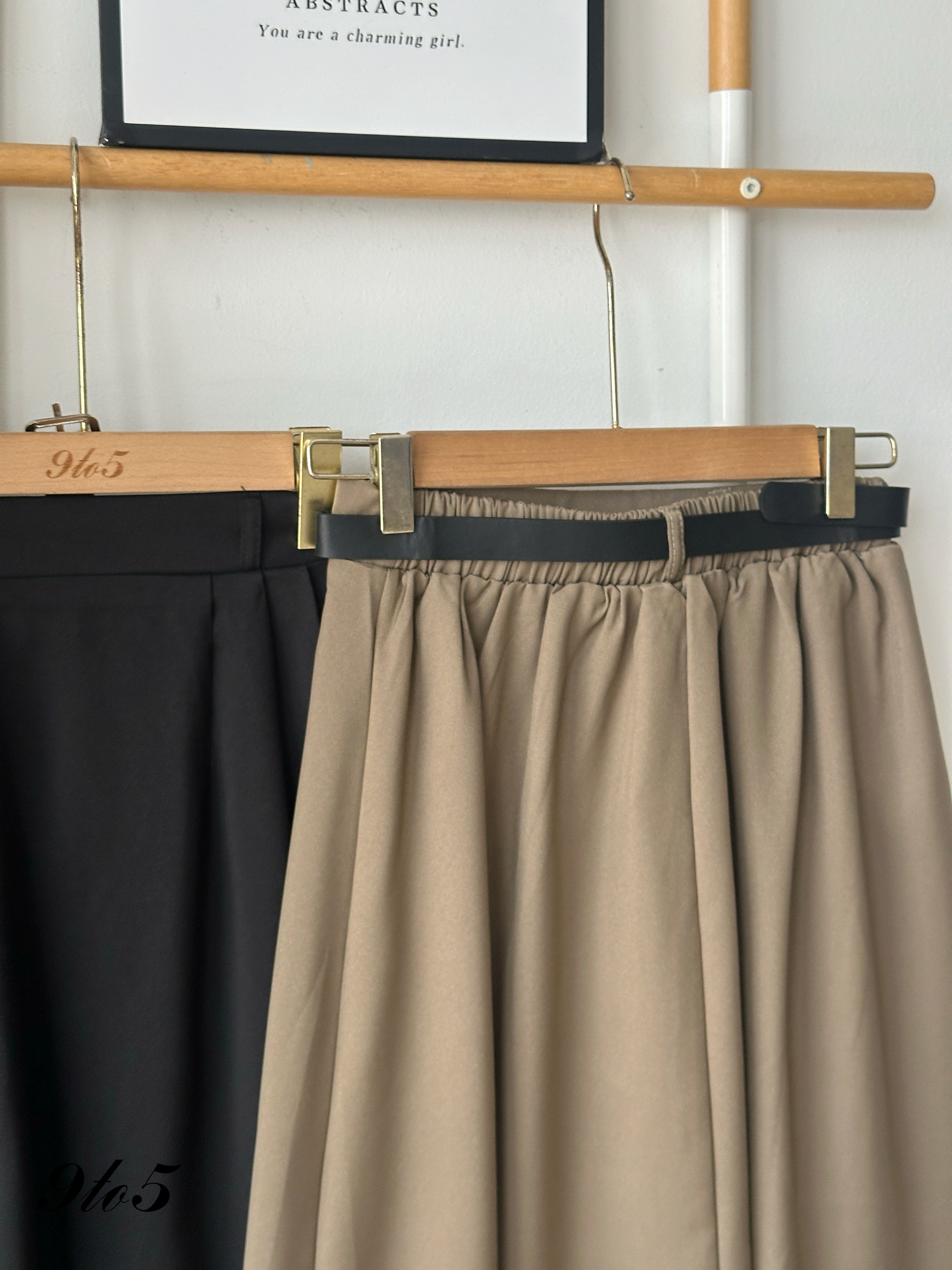 S1866 A Line Long Skirt - Black & Brown