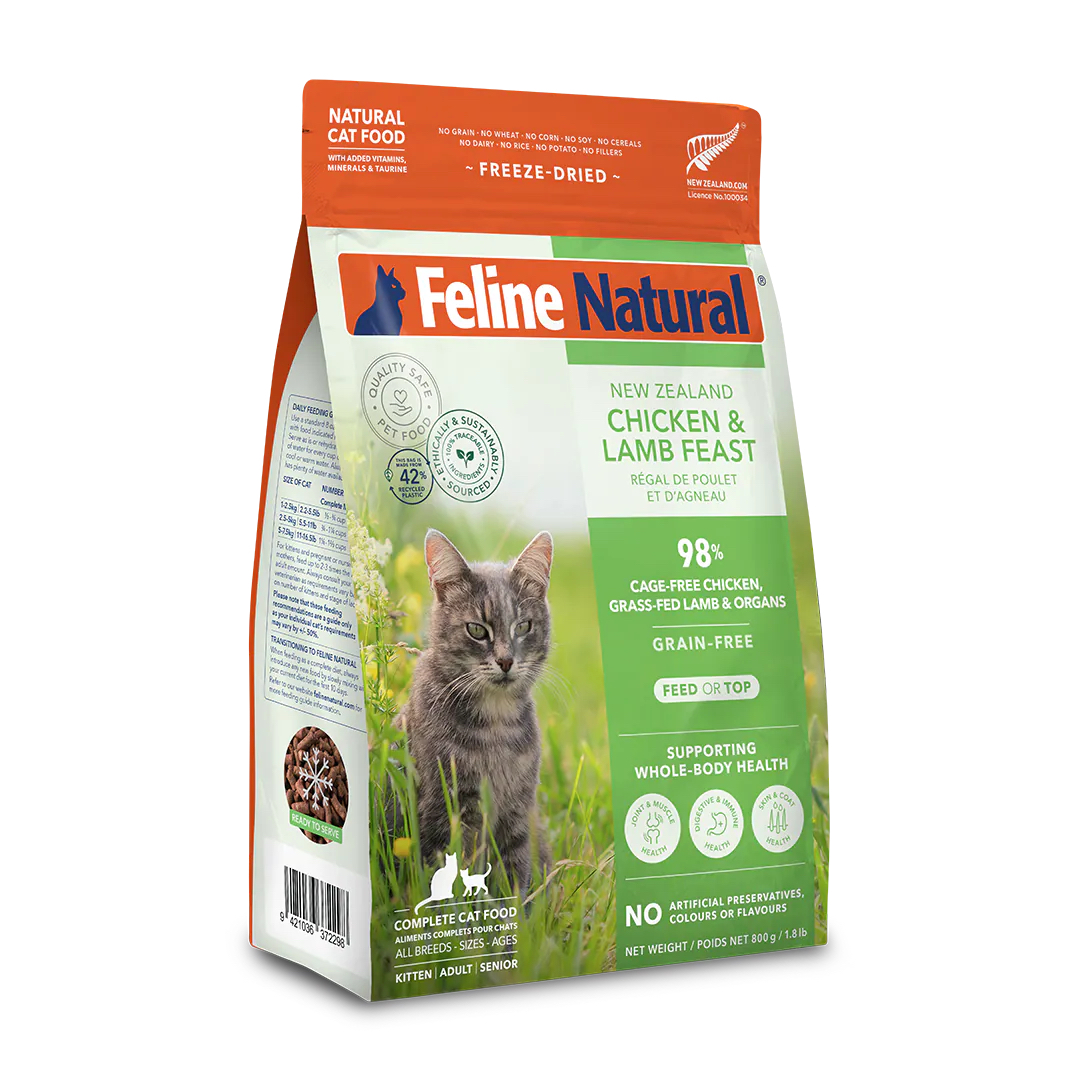Feline Natural - 雞肉羊肉盛宴凍乾貓糧 800G