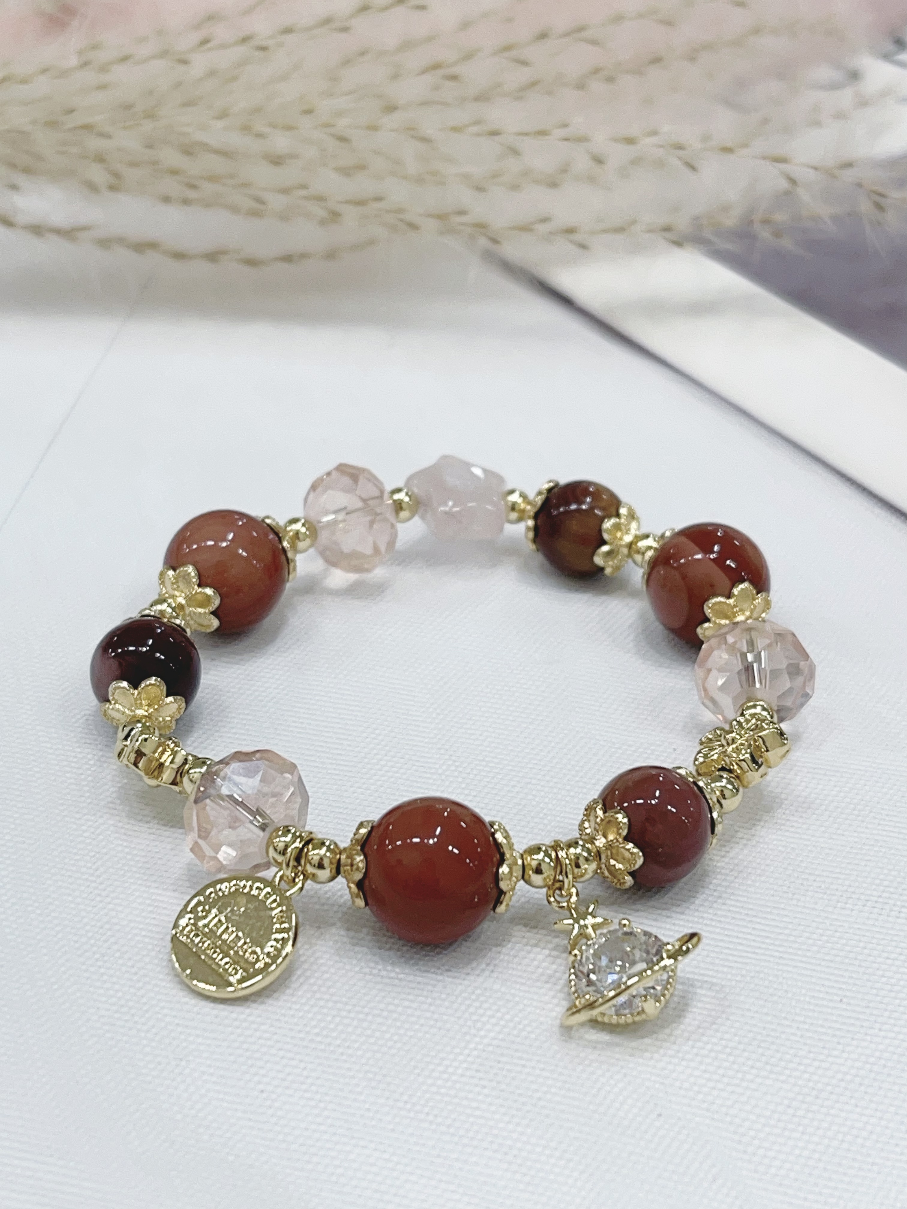 🌌 阿拉善玛瑙 × 星空吊饰手串 Alxa Agate & Starry Charm 