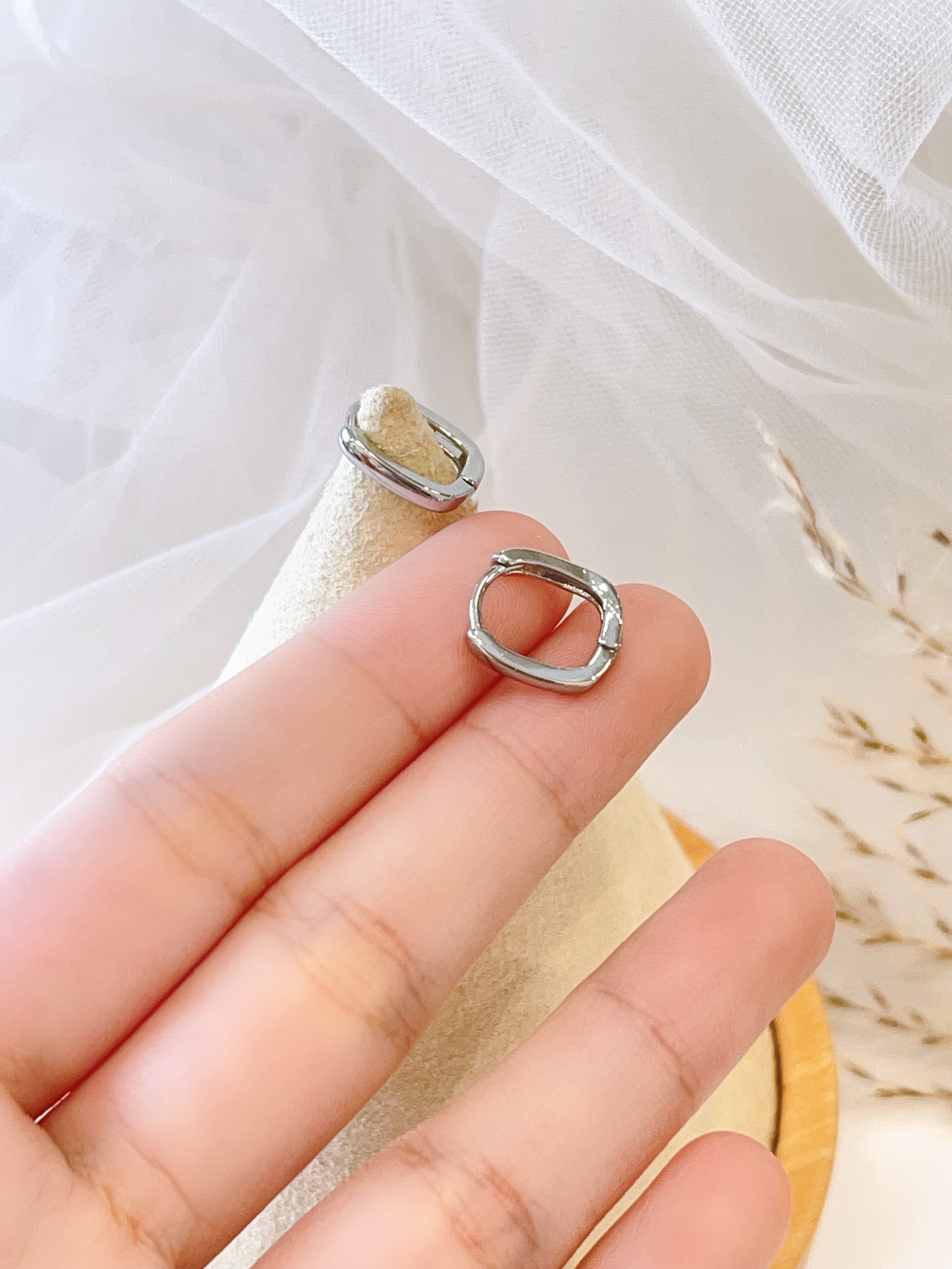 日常简约小方形耳扣耳环