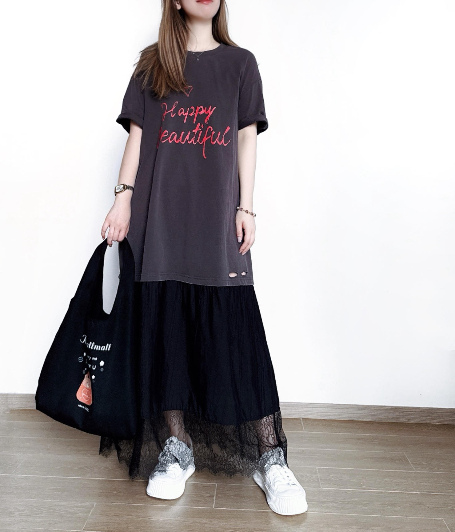 假兩件Tee拼接Lace Ops