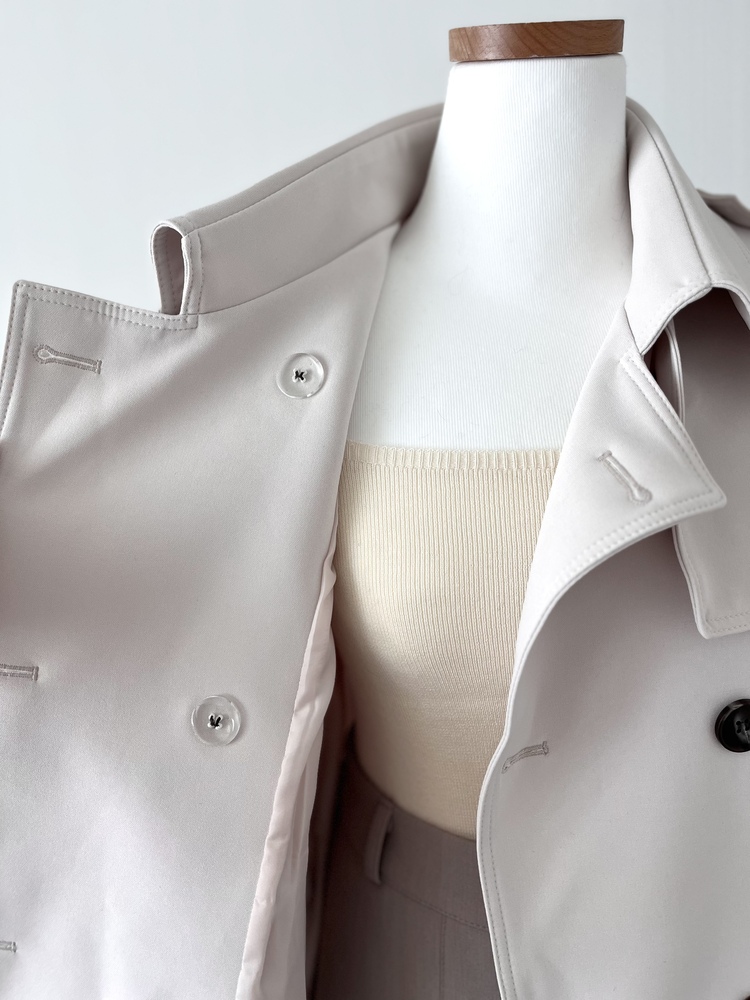 Trench-Style Short Coat (Cream)