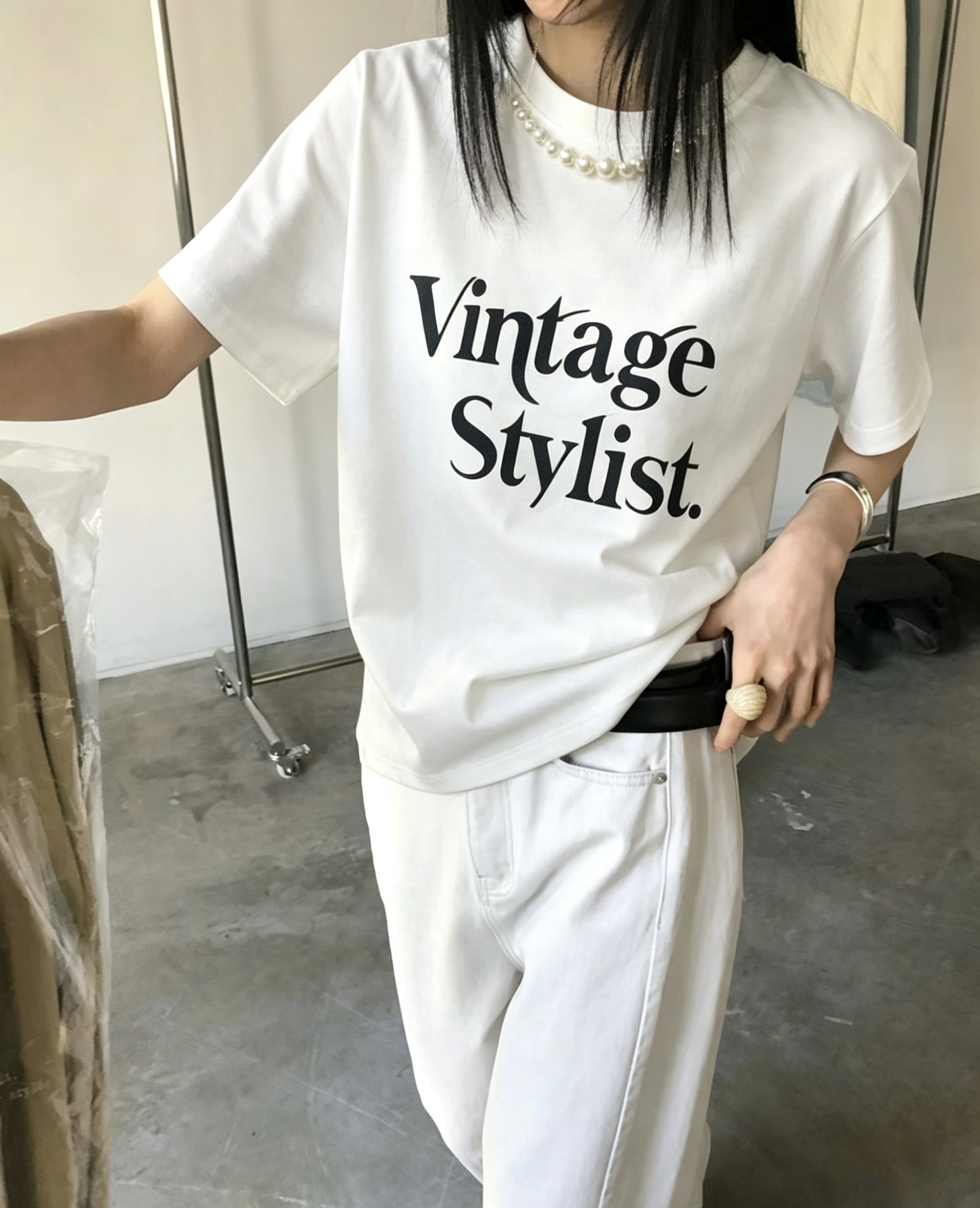 珍珠鏈英文字Tee 