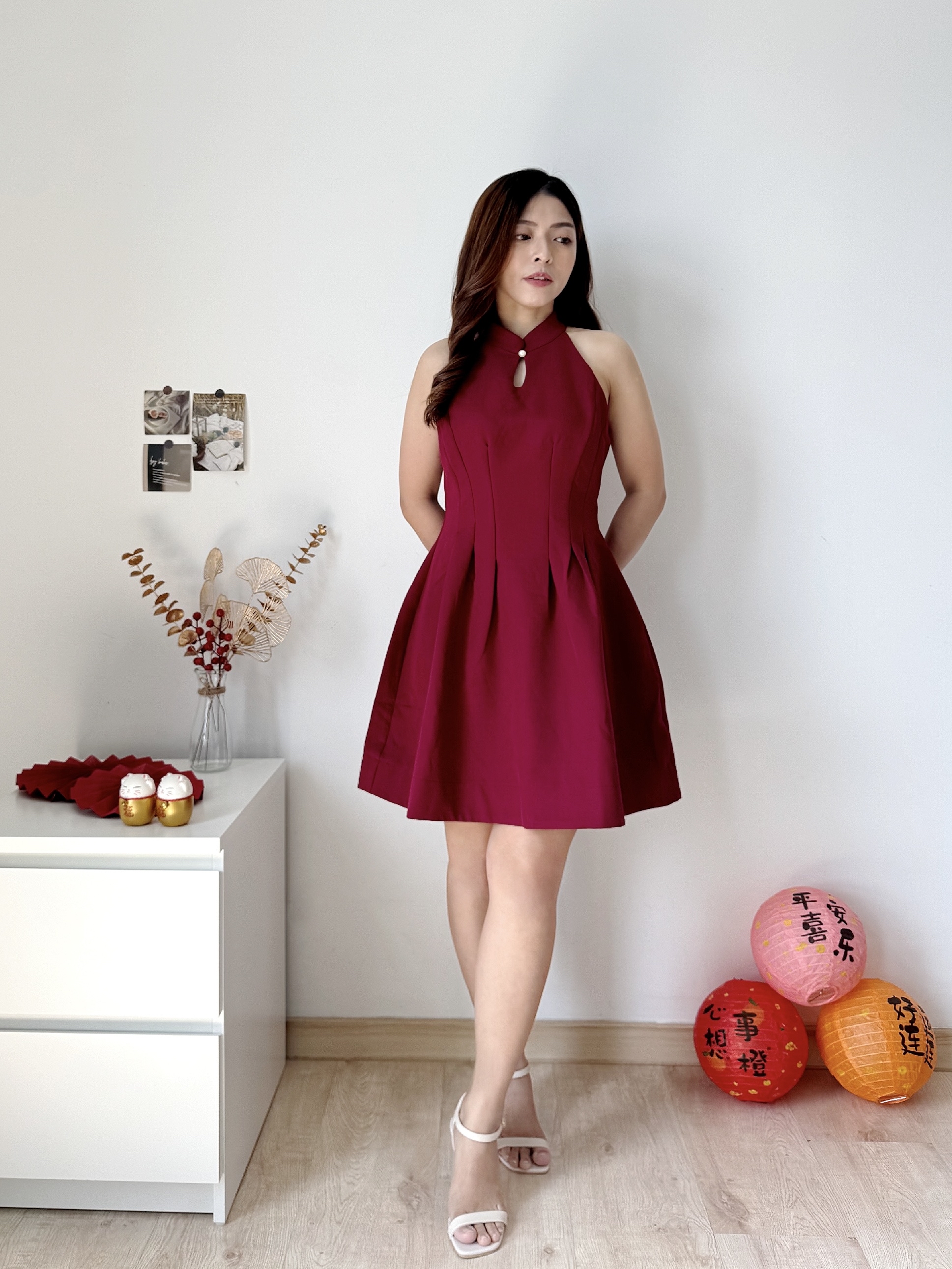 Jade Grace Halter A-Line Flare Dress锦色年华.气质简约挂脖连衣裙(3 colours)Premium Quality