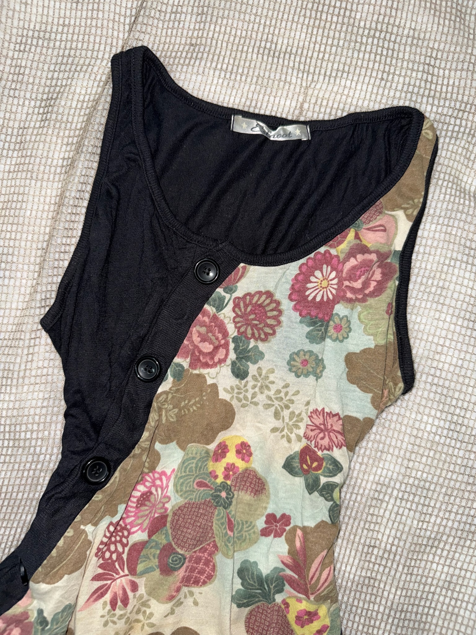 Grunge Distressed Asymmetric Button Tank