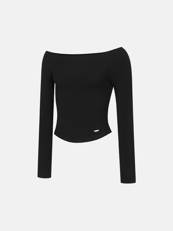 法式氛圍感Off Shoulder Top 預購_Slim Fit Off-shoulder Long Sleeve by Grandeline