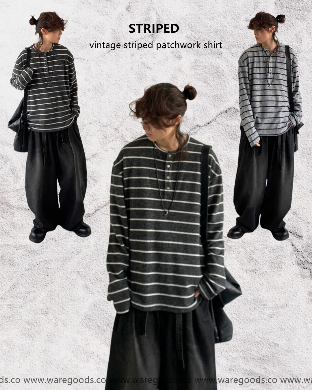 W1260開胸條紋長袖T恤