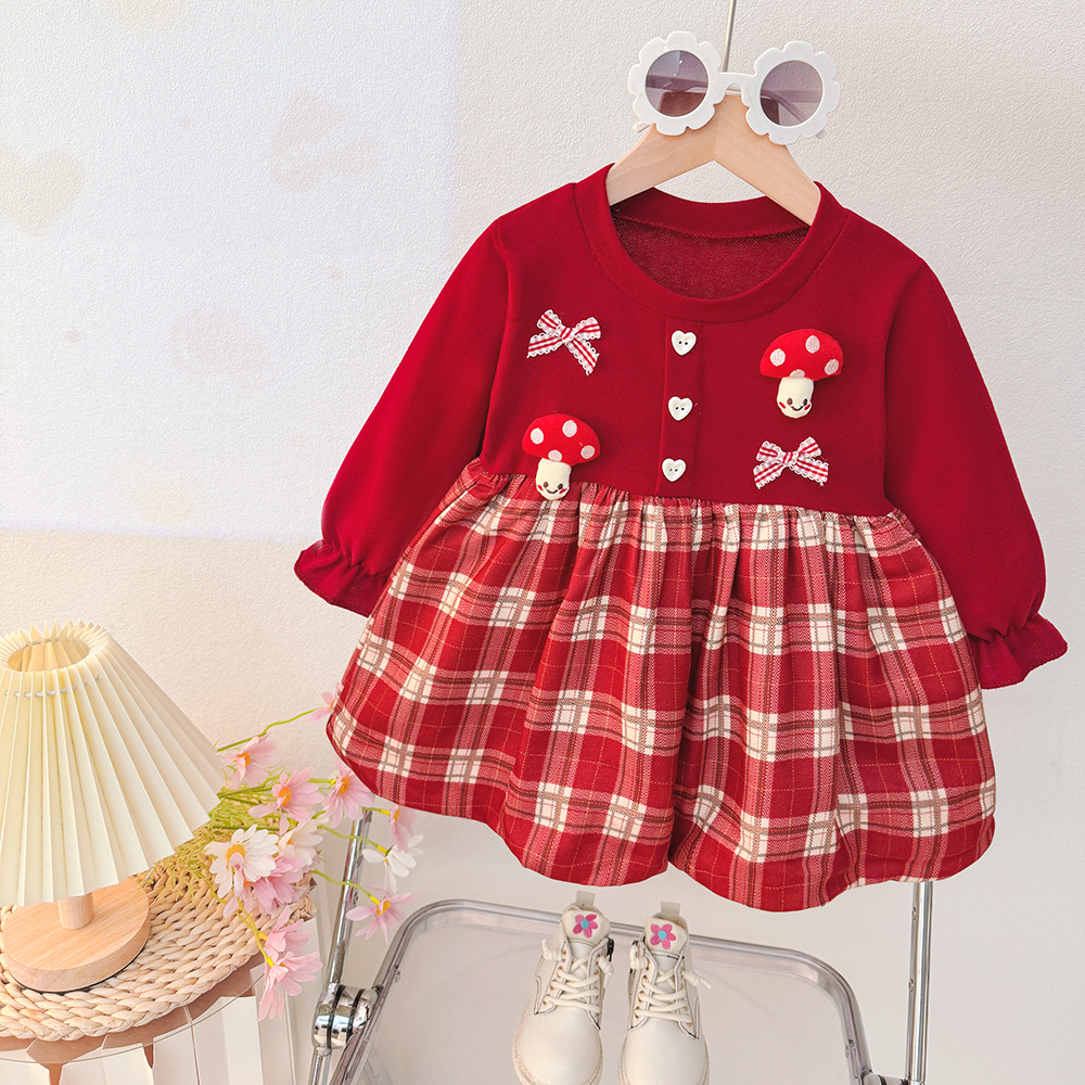女童洋裝格仔公主裙