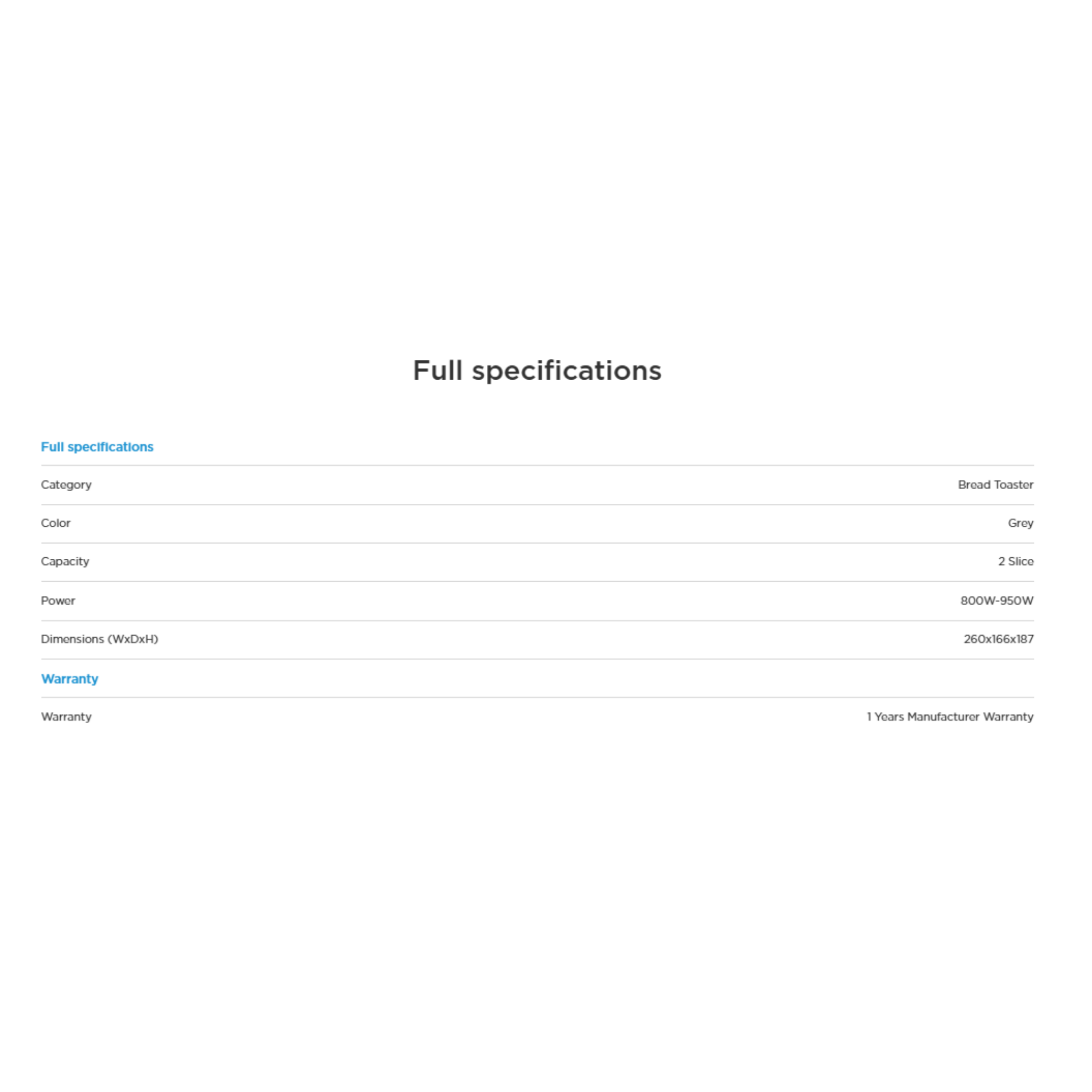 Midea 950W 2-Slice Bread Toaster(Black) MTO9502SBMK