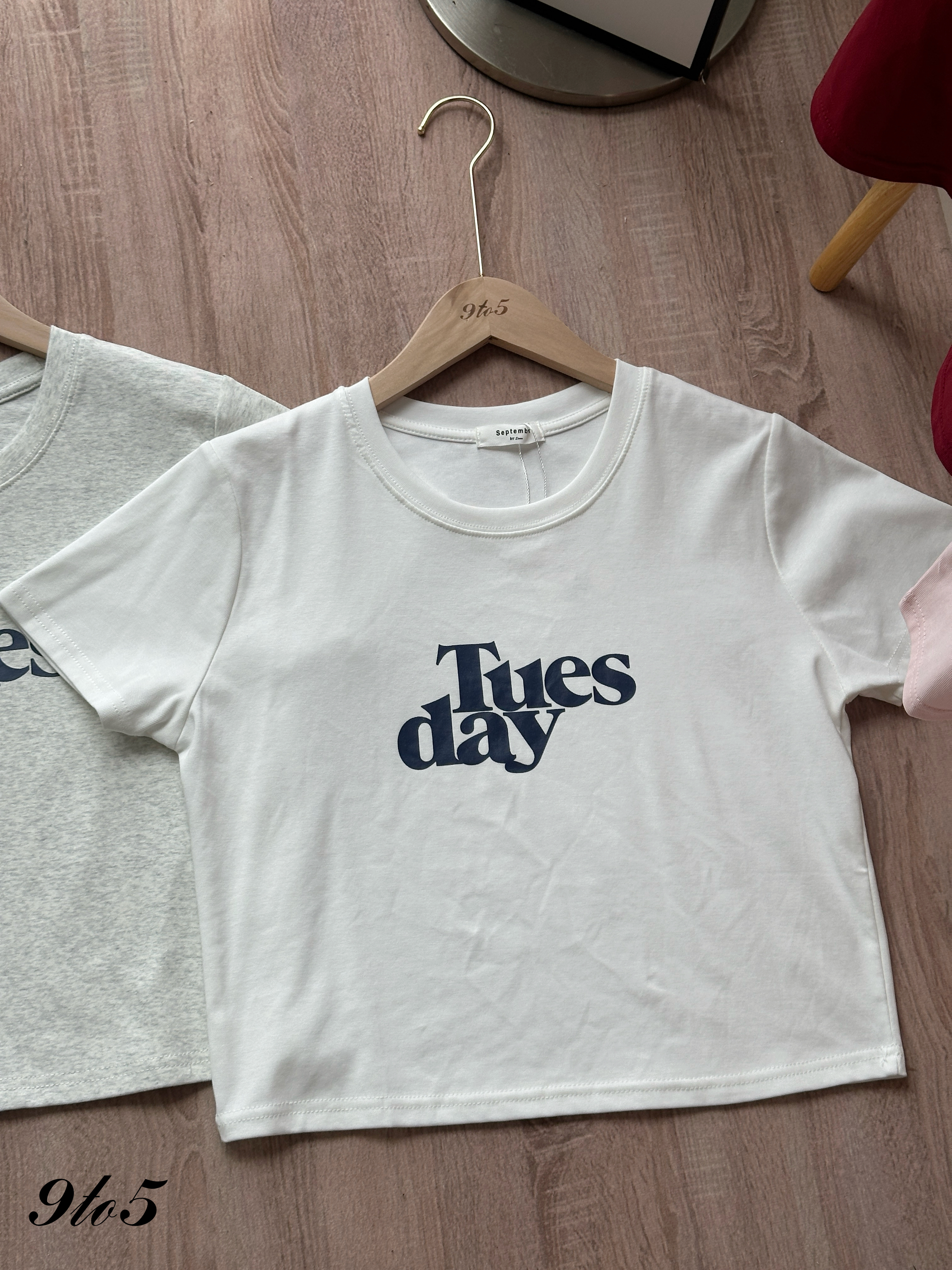 T4371 Printed Wording Crop Tee - 4 Colors 