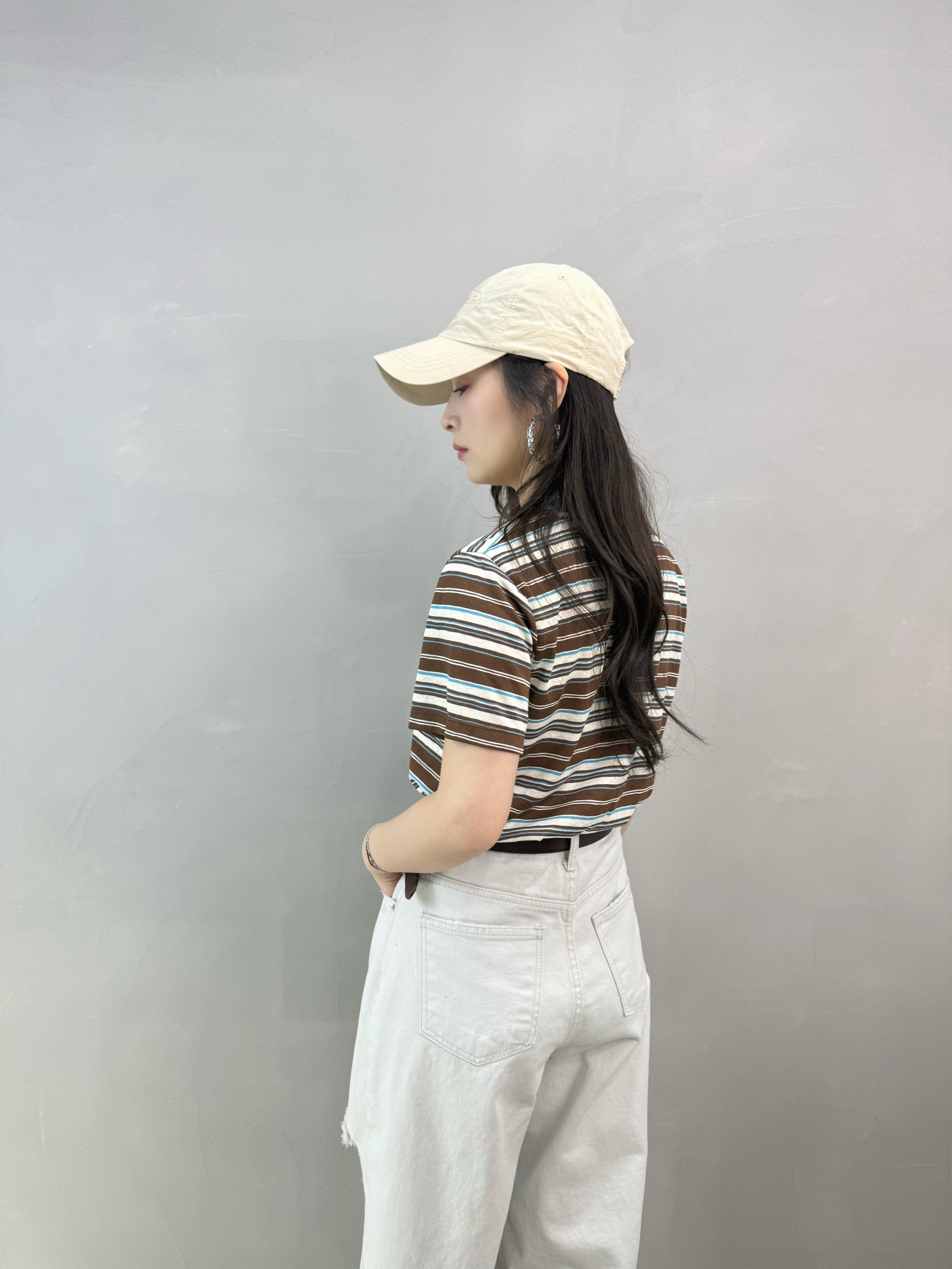 W75 拼色橫間涼爽Tee