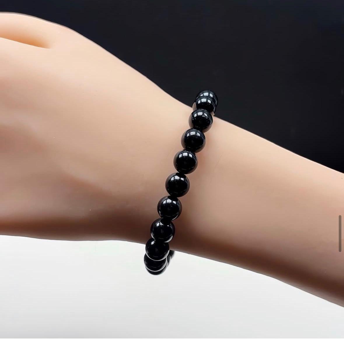 8mm 亮黑墨翠翡翠手串