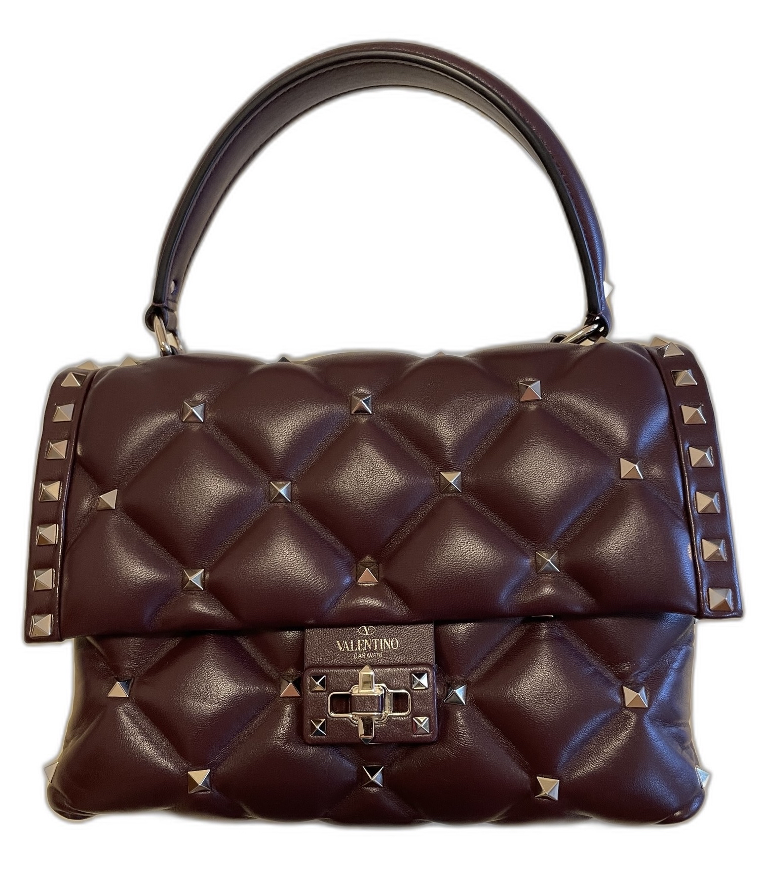 ［Preloved] Valentino Garavani Rockstud burgundy top-handle bag