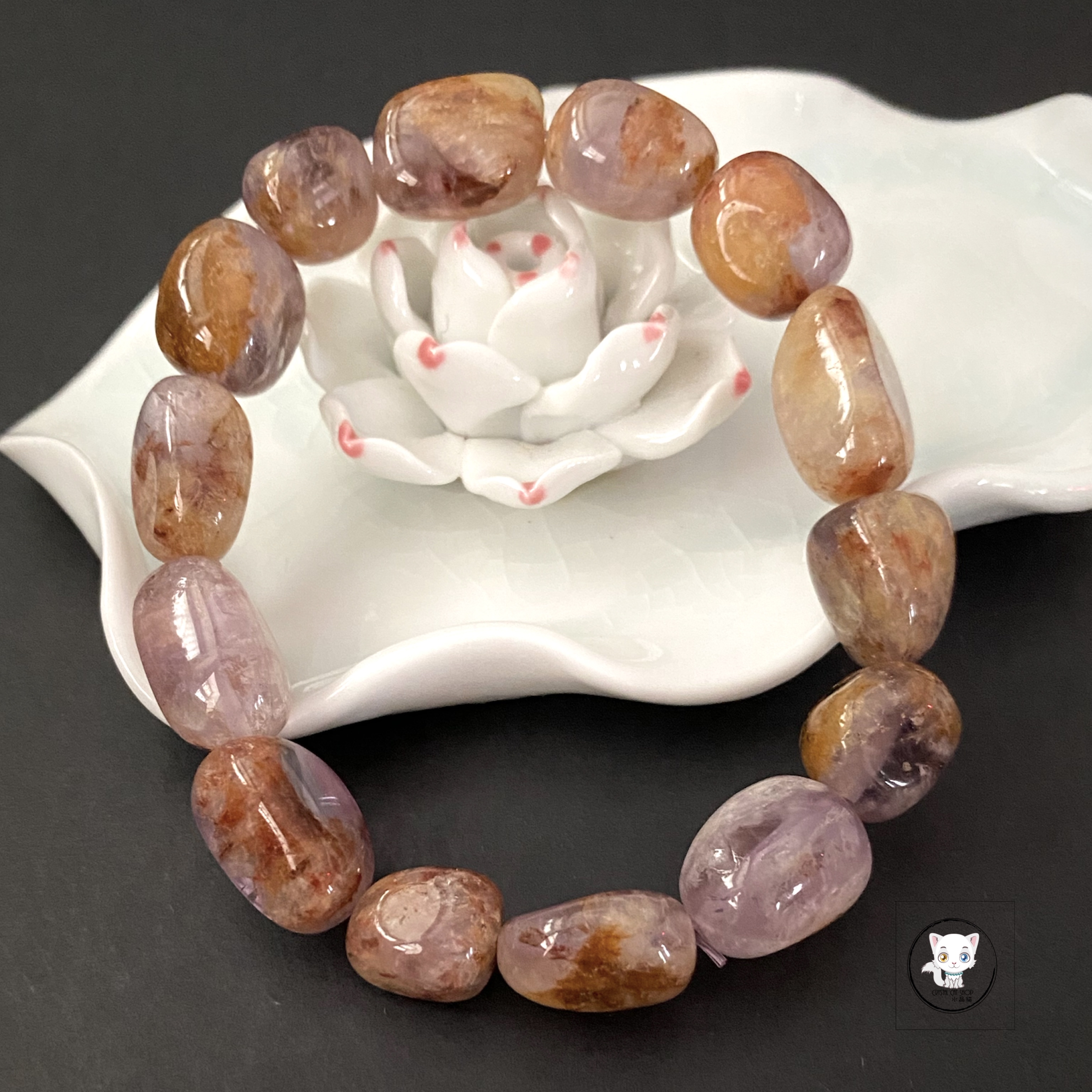 紫幽靈水晶原石手鏈 10mm