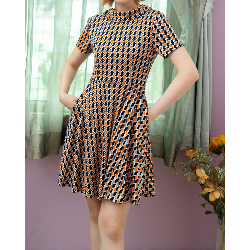 (Ready-made)1960s Inspired Orange Icon Go Go Dress - Vest (FM157)