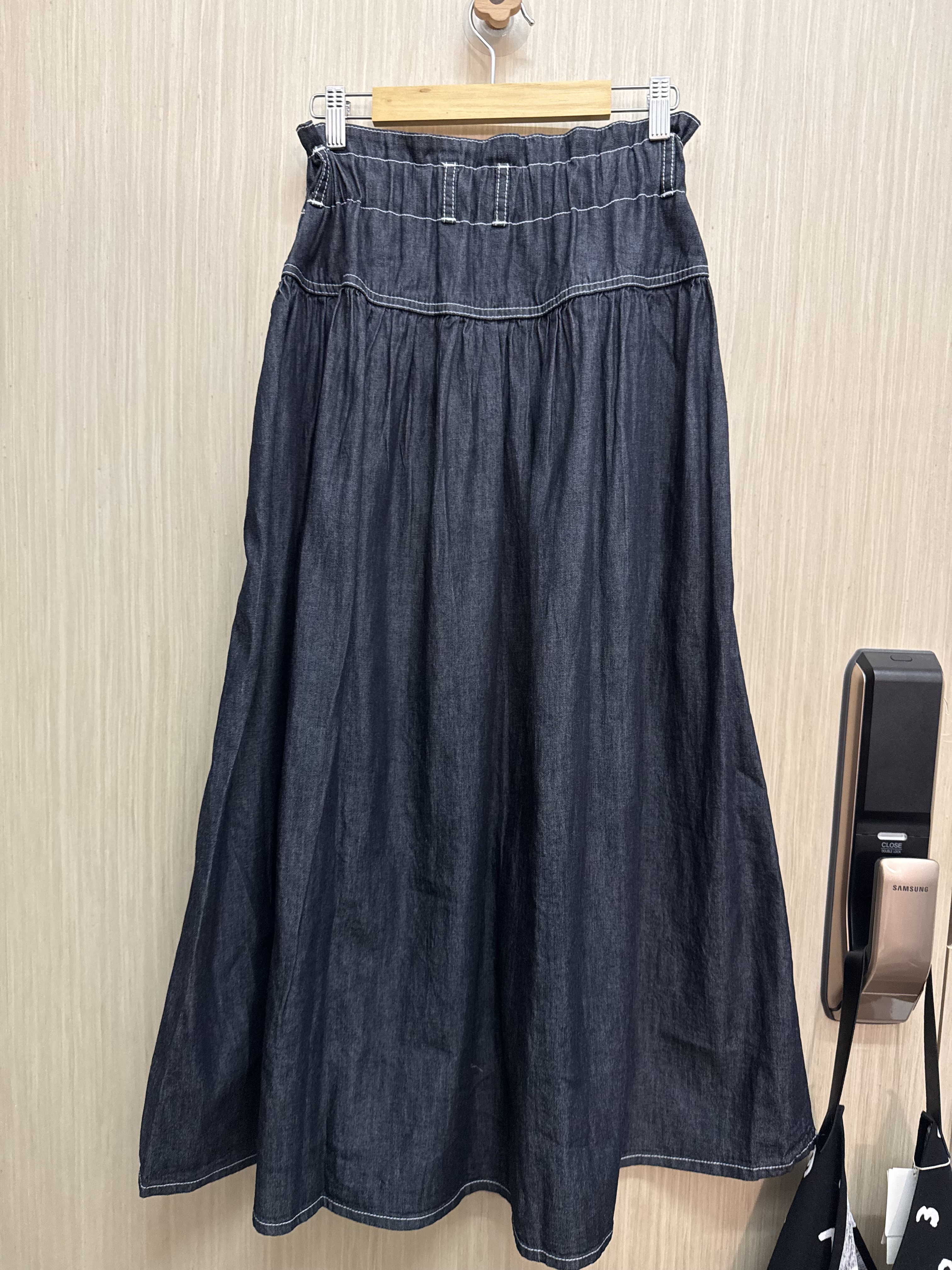 高腰明線薄牛仔裙