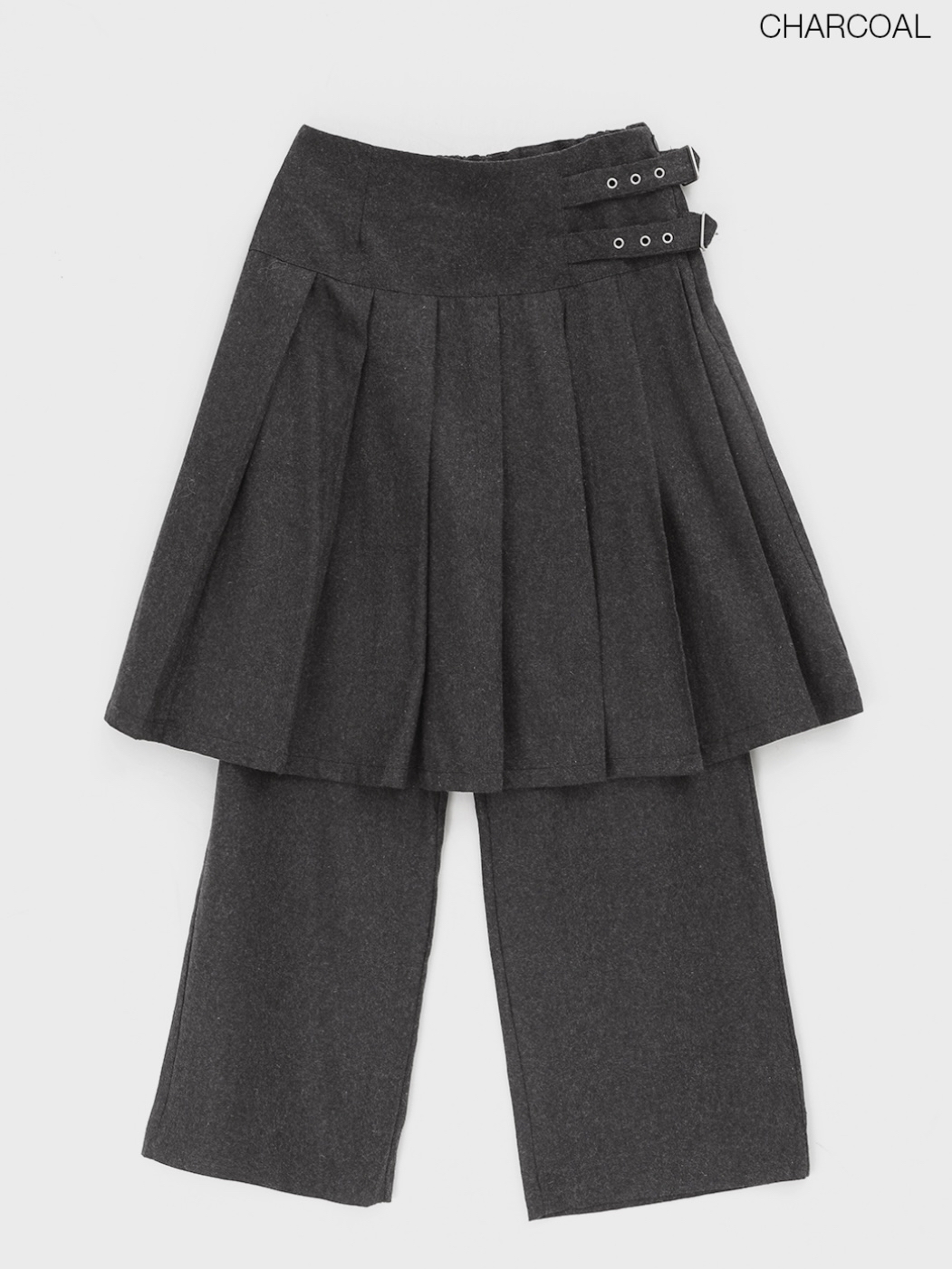 Pleated Layered Buckle Skirt Pants