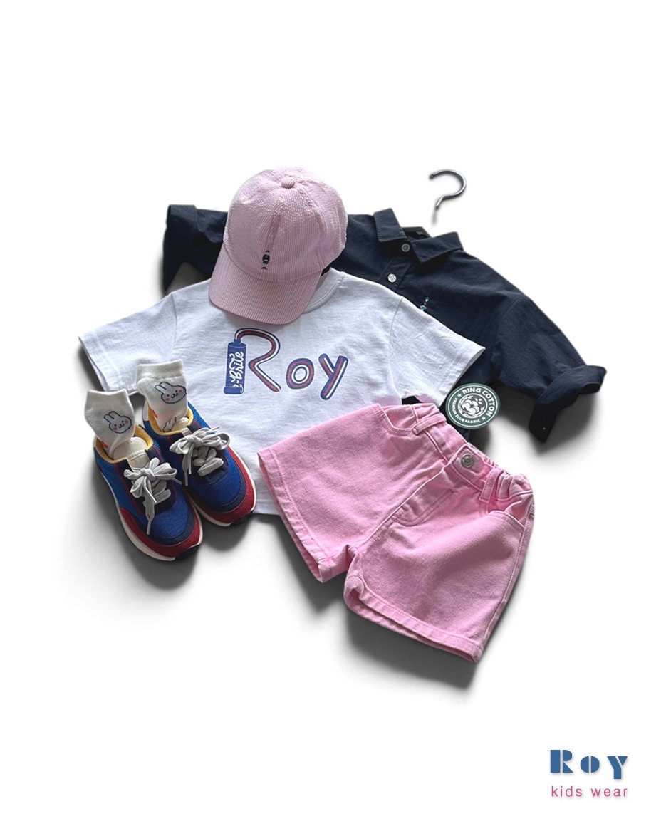 Roy | Denim shorts(Green/Pink L(108-116)