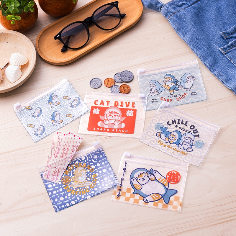 🌸 【預訂】Mini Zip Bag(隨機) - Mofusand Board Shark
