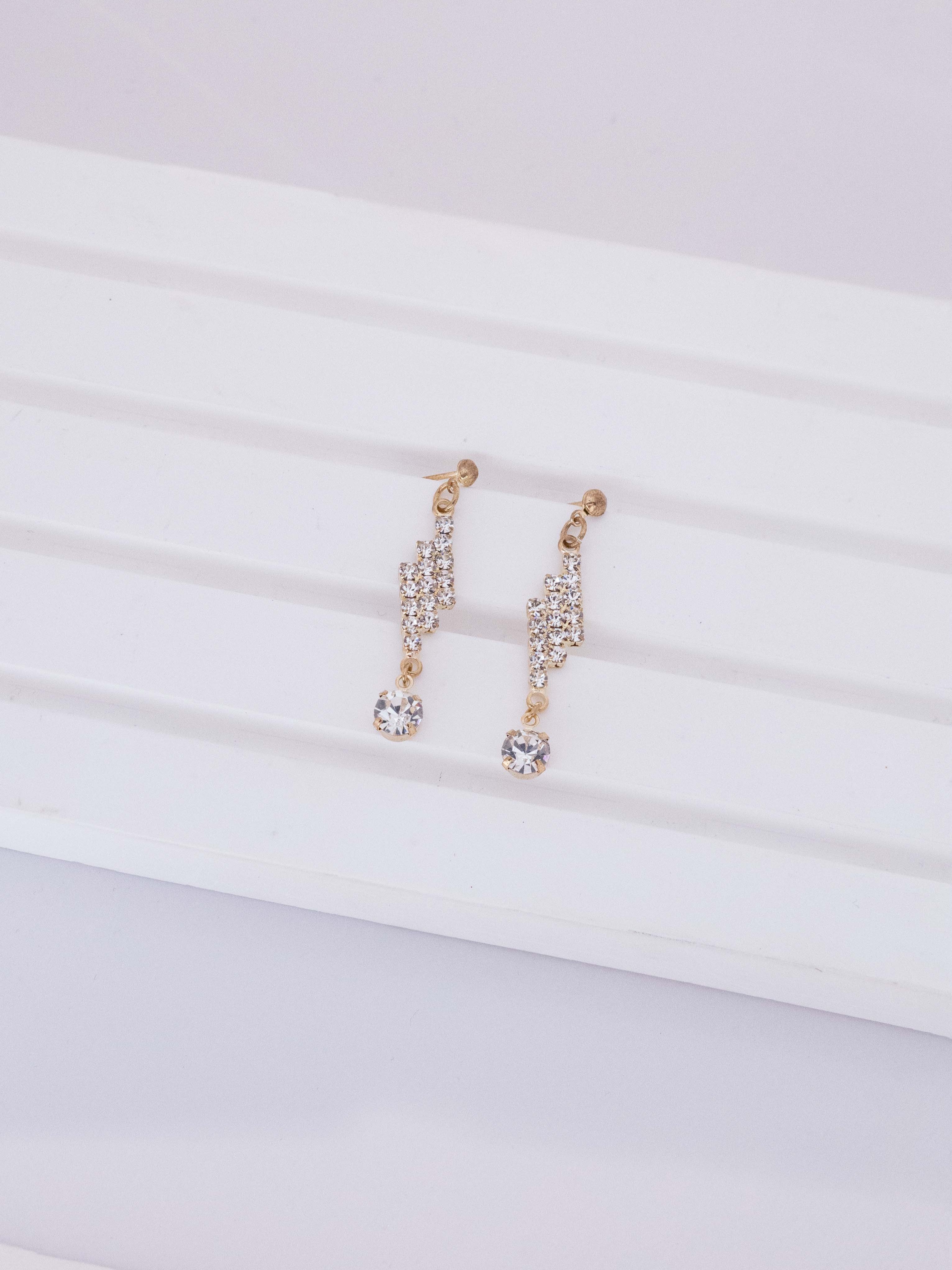 Crystal Tassel Drop Stud Earrings