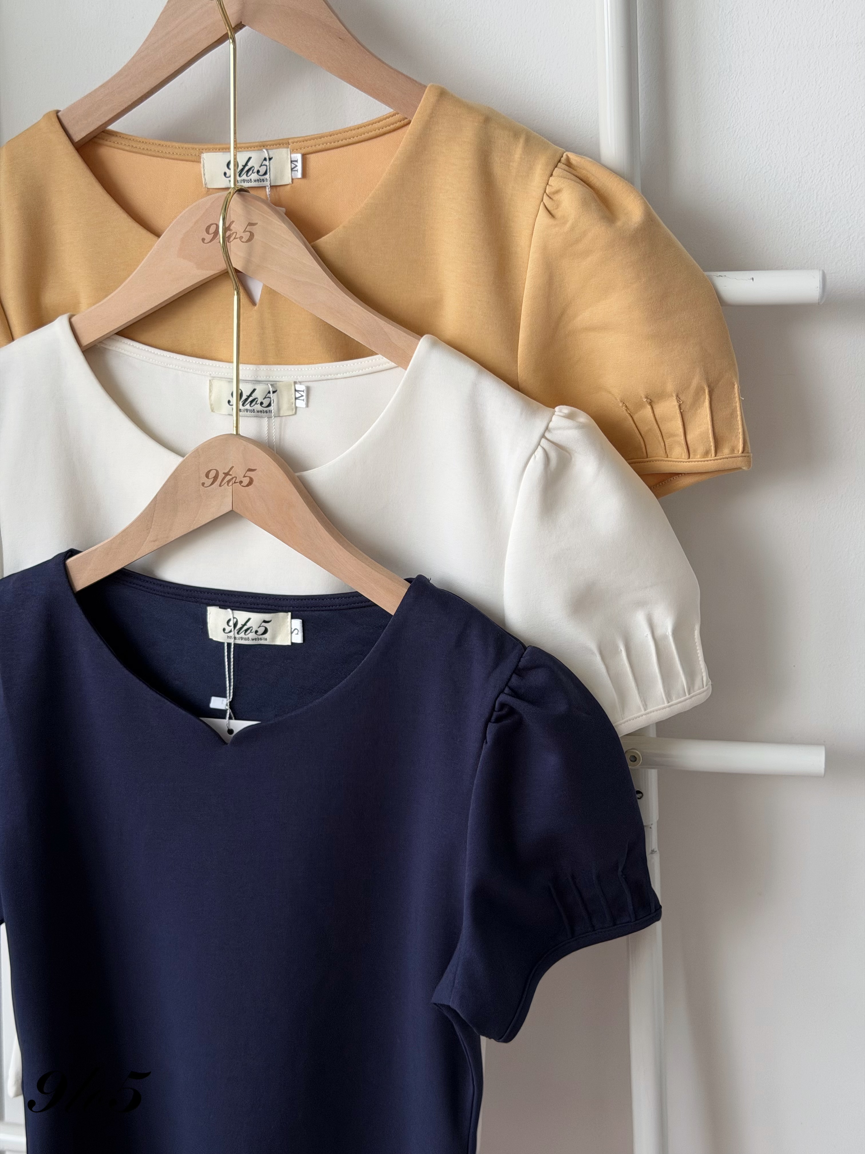 T4540 Sweetheart Collar Puff Sleeve Top - 3 Colors 