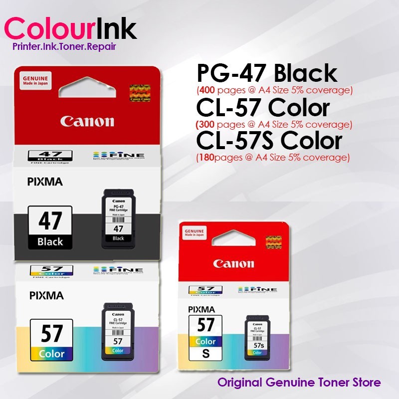Canon Original Genuine PG47 CL57 CL57s Ink Cartridge for E400 E410 E460 E470 E480 E3170 E4270 E3170 E3177 47 57