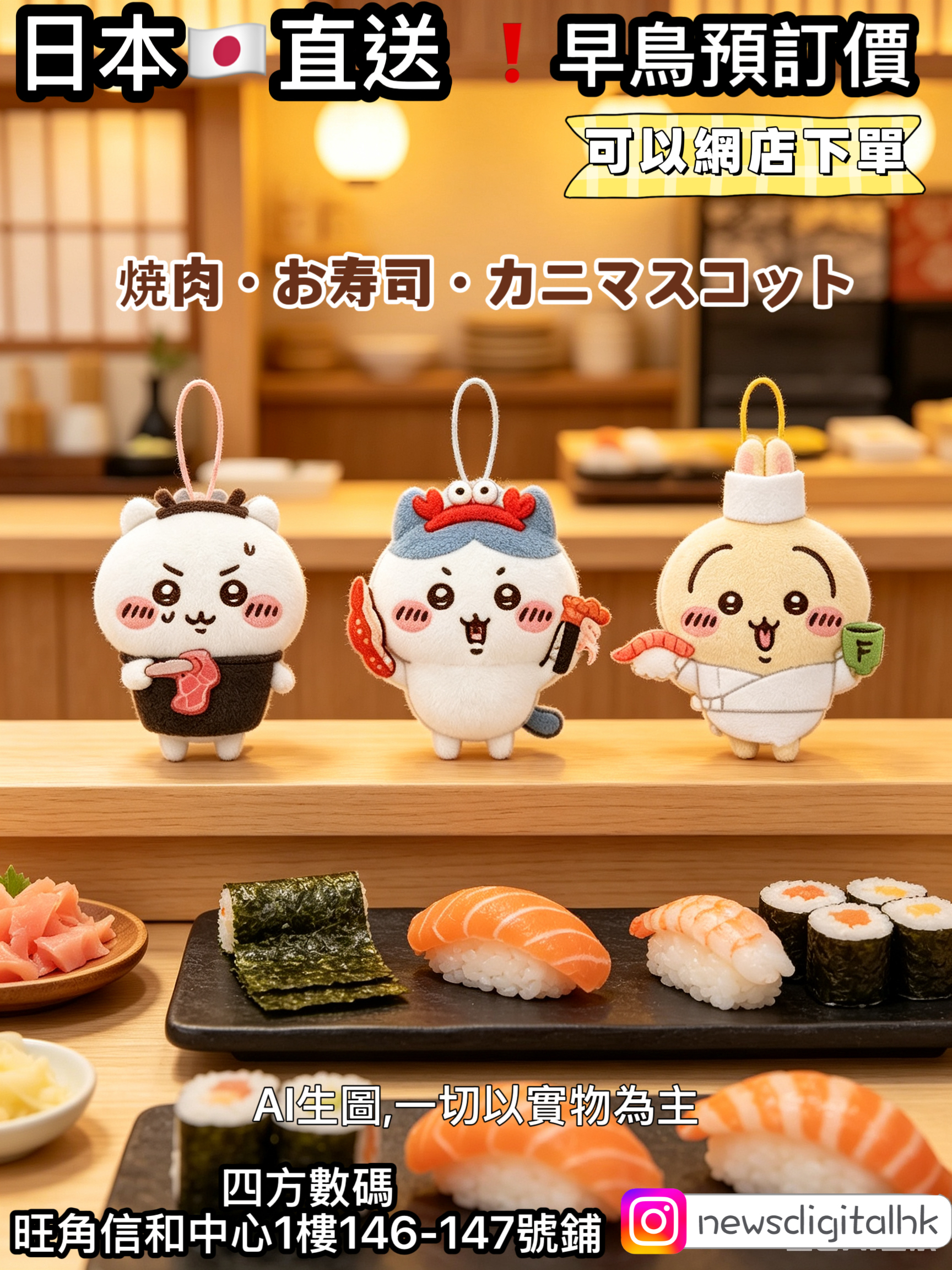 ［12月尾到貨] 焼肉・お寿司・カニマスコット景品掛飾
