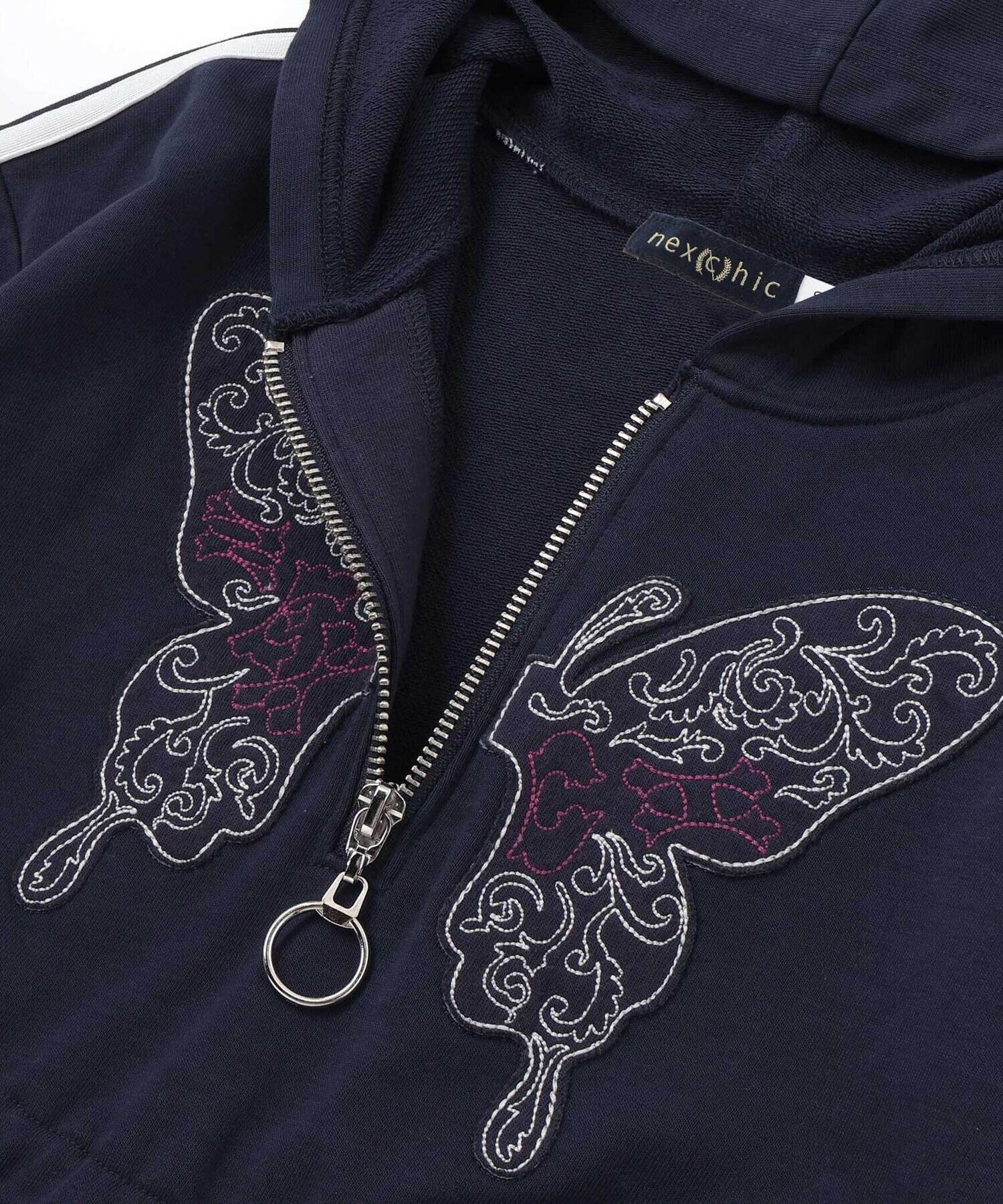 🆕【⭐訂購⭐】 🇯🇵日本直送 🌀蝴蝶貼片刺繡 連帽抓絨連身裙［2款選］🌀[ELBA-0193][260307]