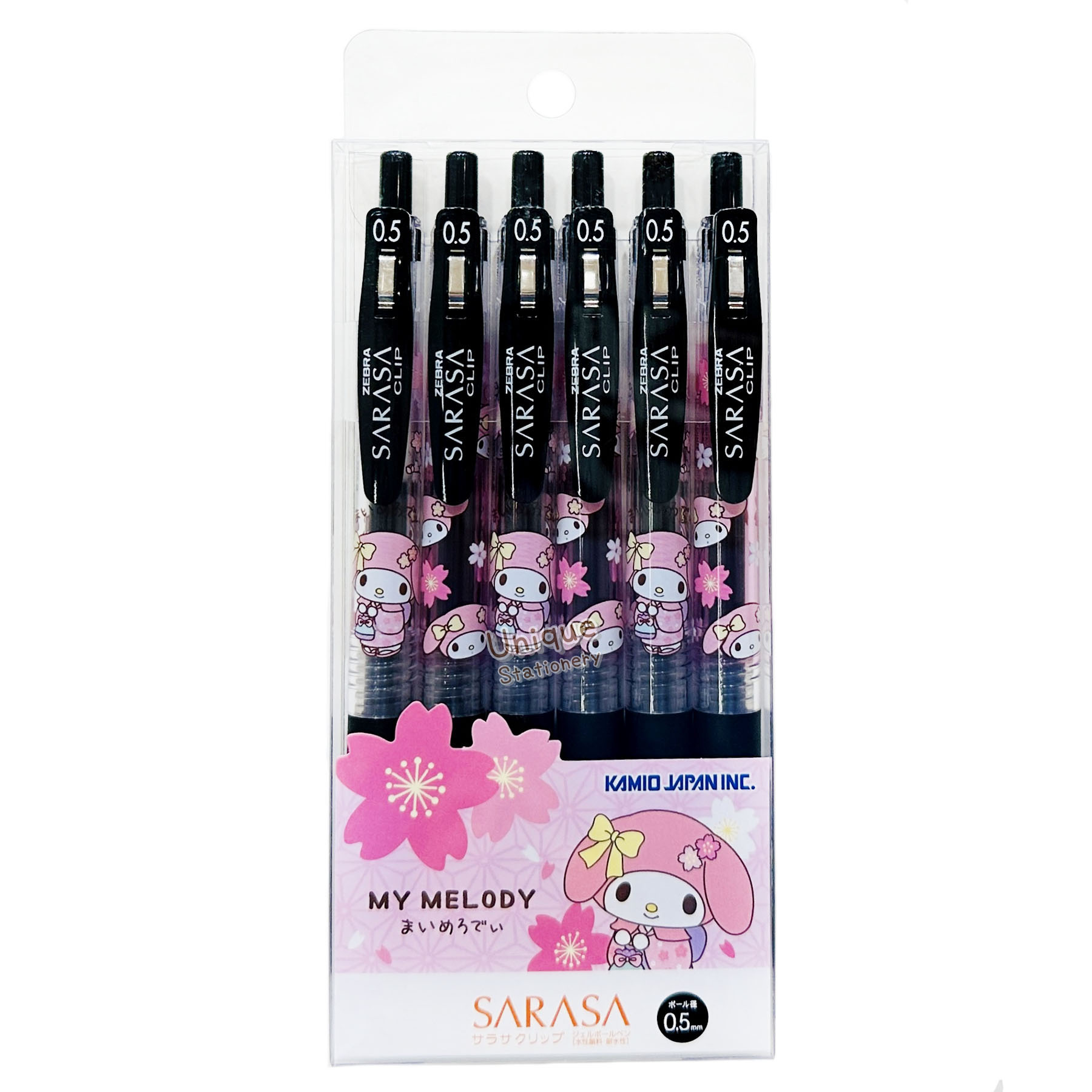 現貨｜【一套6枝】Sanrio My Melody 日本製 Zebra SARASA CLIP 0.5mm 黑色 啫喱筆 套裝 (231180)