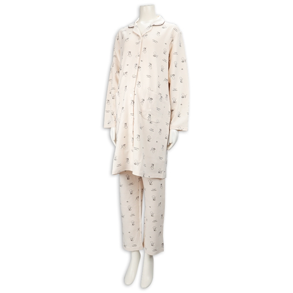 🇯🇵預訂 日本直送🇯🇵Snoopy史努比滿印象牙色孕婦哺乳長袖家居服套裝