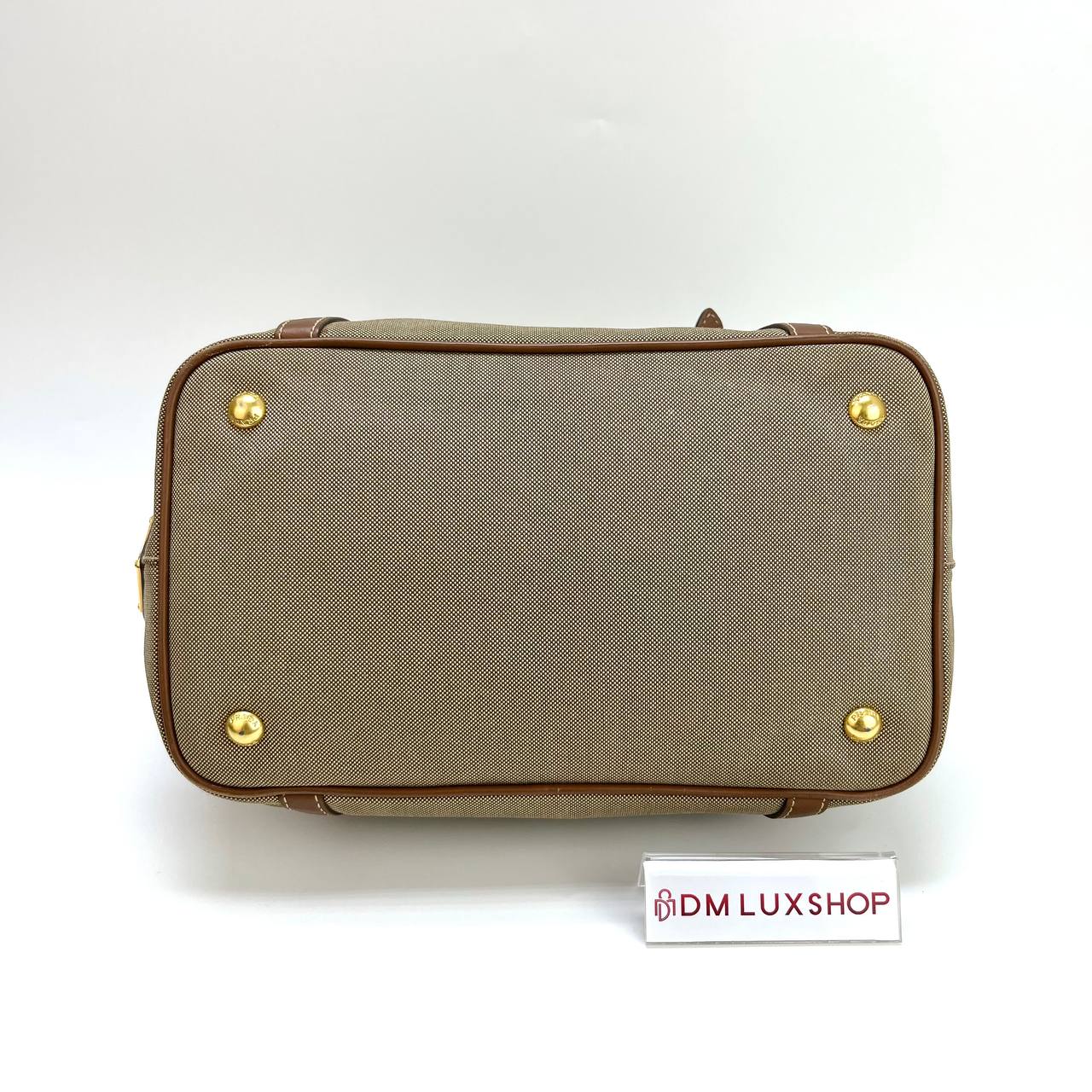 Prada Logo Jacquard Tote Brown GHW