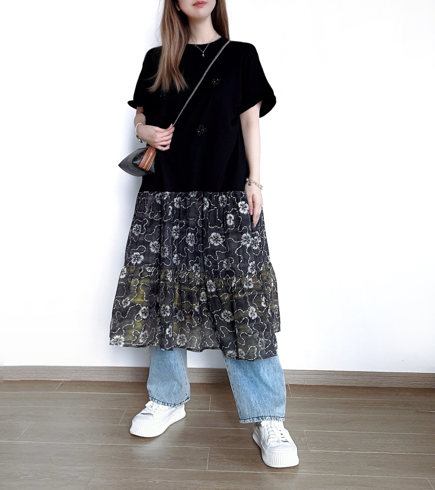 🌼初春優惠🍀 假兩件立體花網紗裙