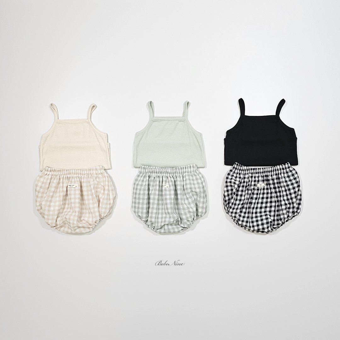 ☀️預訂 韓國直送☀️🇰🇷Bebenine三色標籤吊帶背心格紋上下套裝