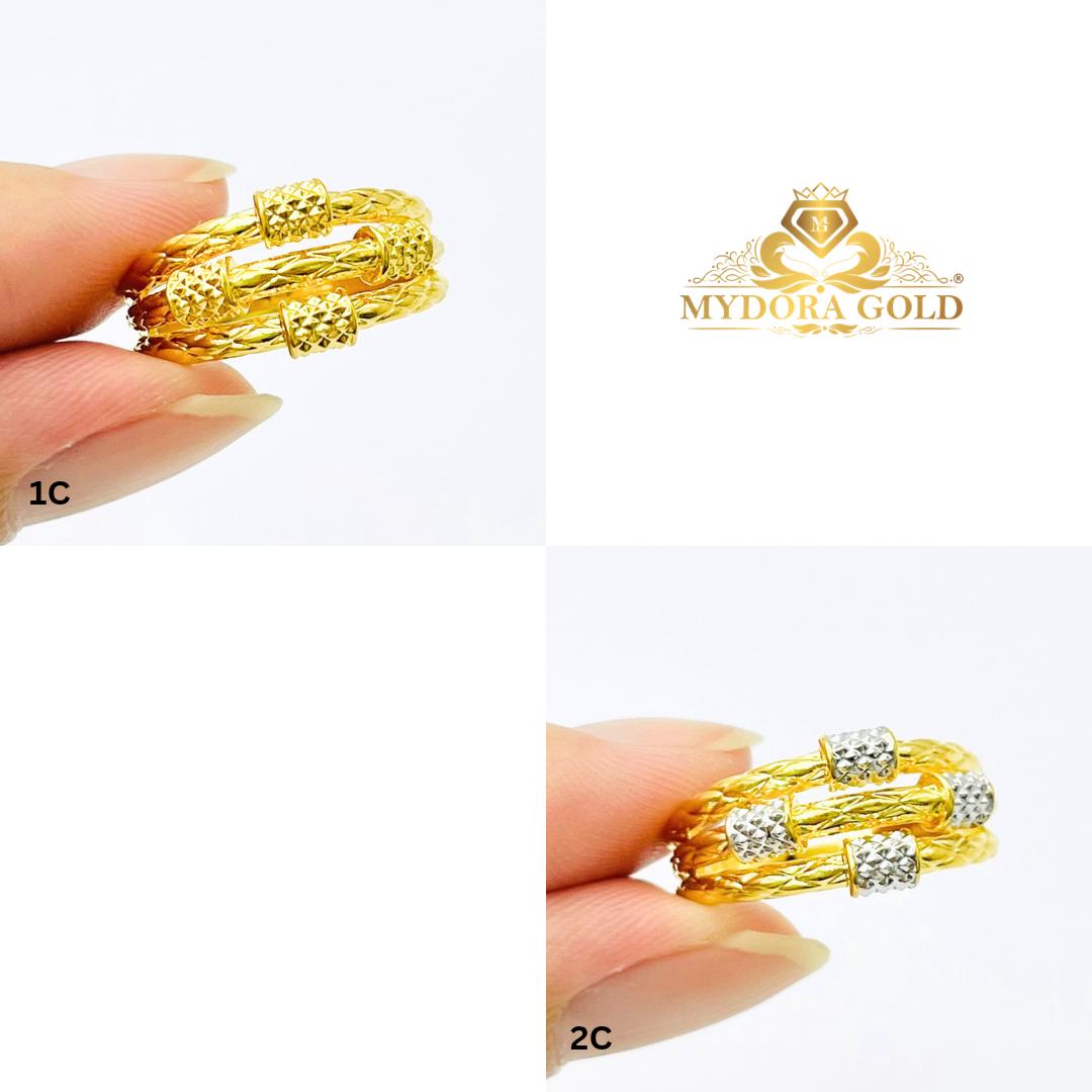 MYDORA Emas 916 Cincin Diamond Skru 3 Layer (5G) l EMAS 916/22K