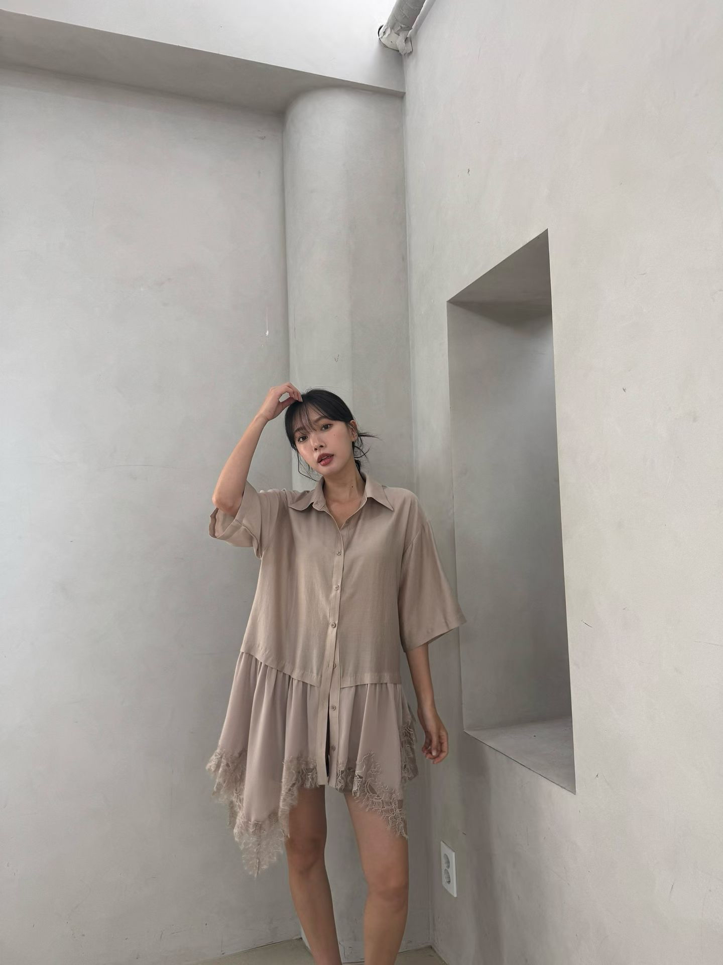Lace 不規則腳恤衫裙 