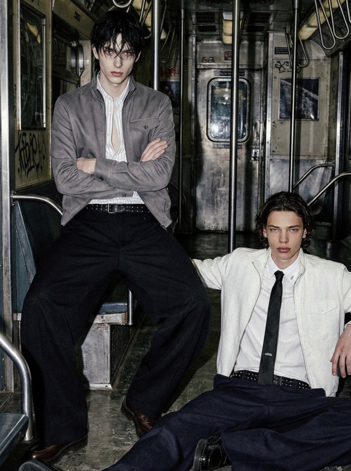 BADBLOOD [w-sht26-006] Uniform Classic Slim-Fit Dress Shirt - White Stripe