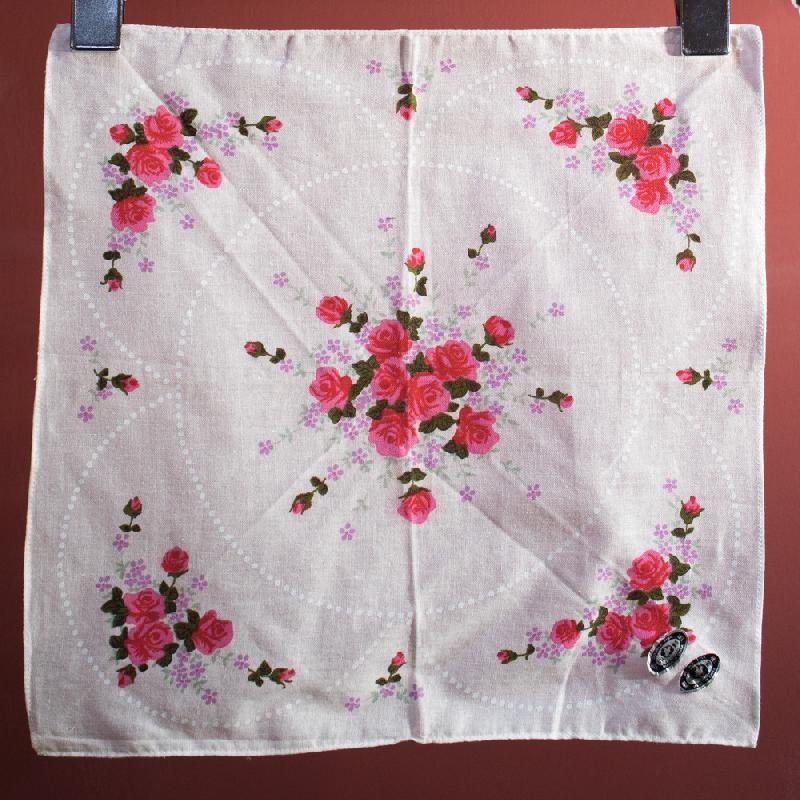 Vintage Double Fish Made in China 雙魚牌 Floral Pattern Handkerchief Set of 2(EV387)