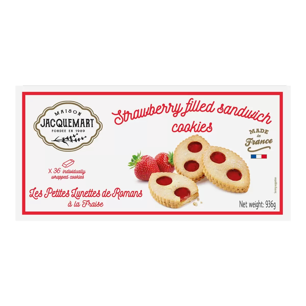 台灣Costco直送  法國Maison Jacquemart 草莓餡夾心餅 （一盒36入） 