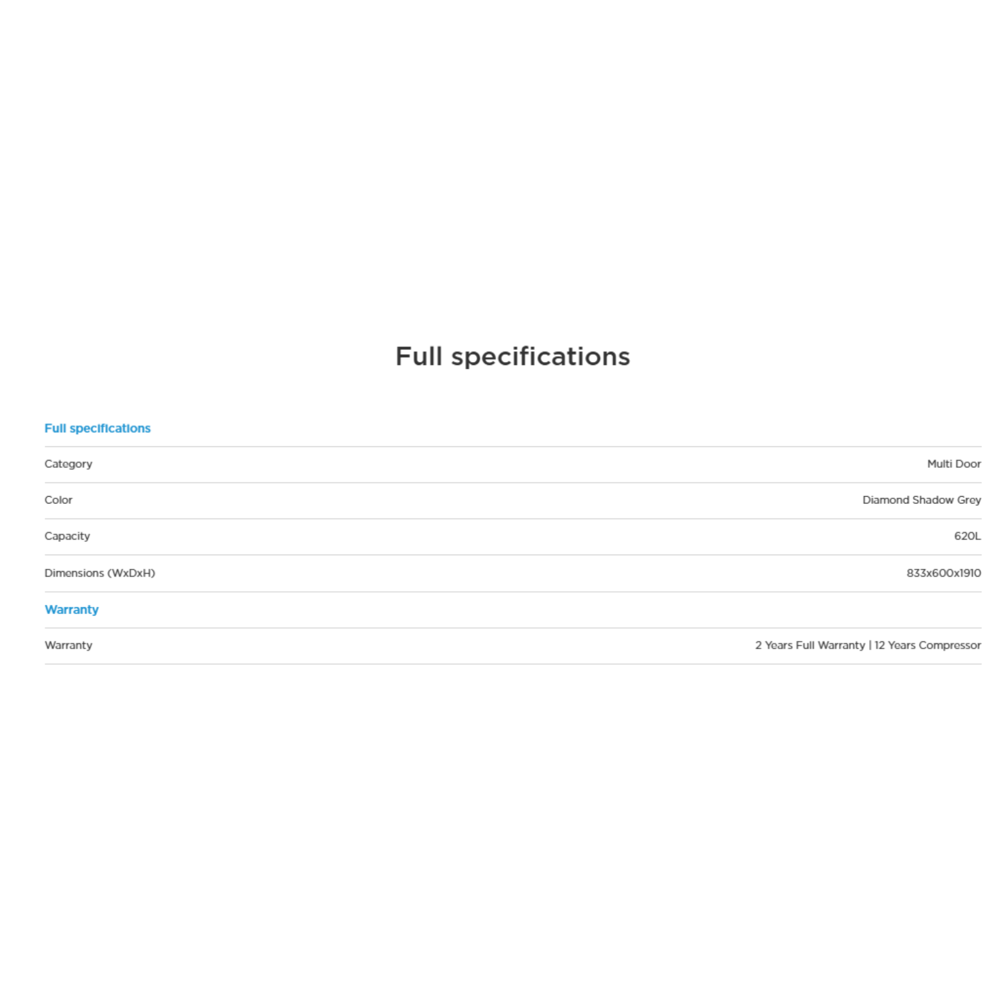 Midea Refrigerator 4-Door/535L Diamond Shodow Grey MDRF706BIE70Y