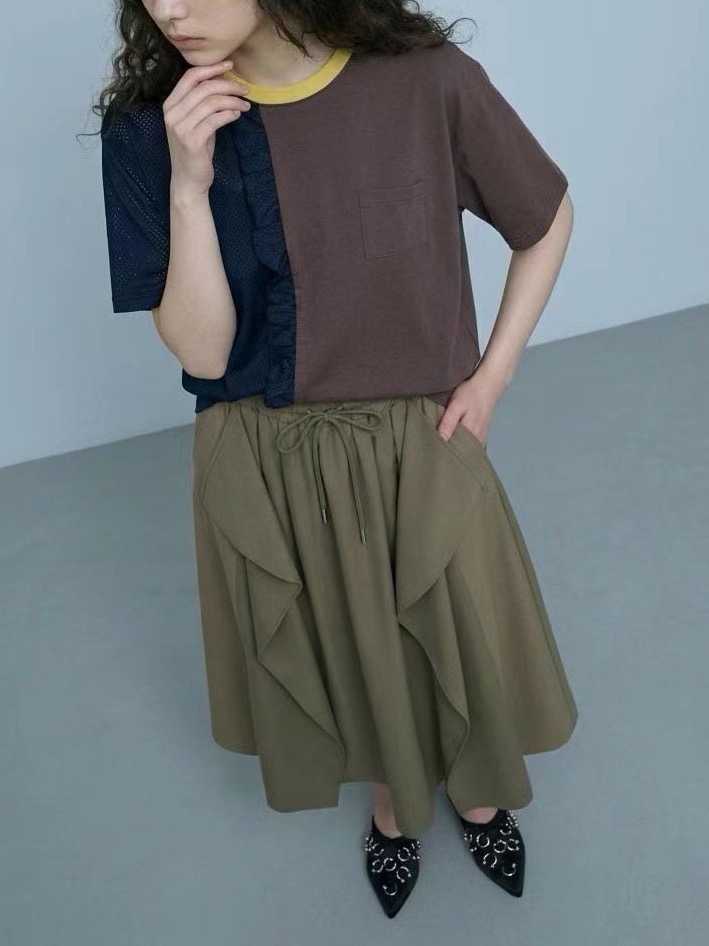 Rumba 拼色ruffle Top